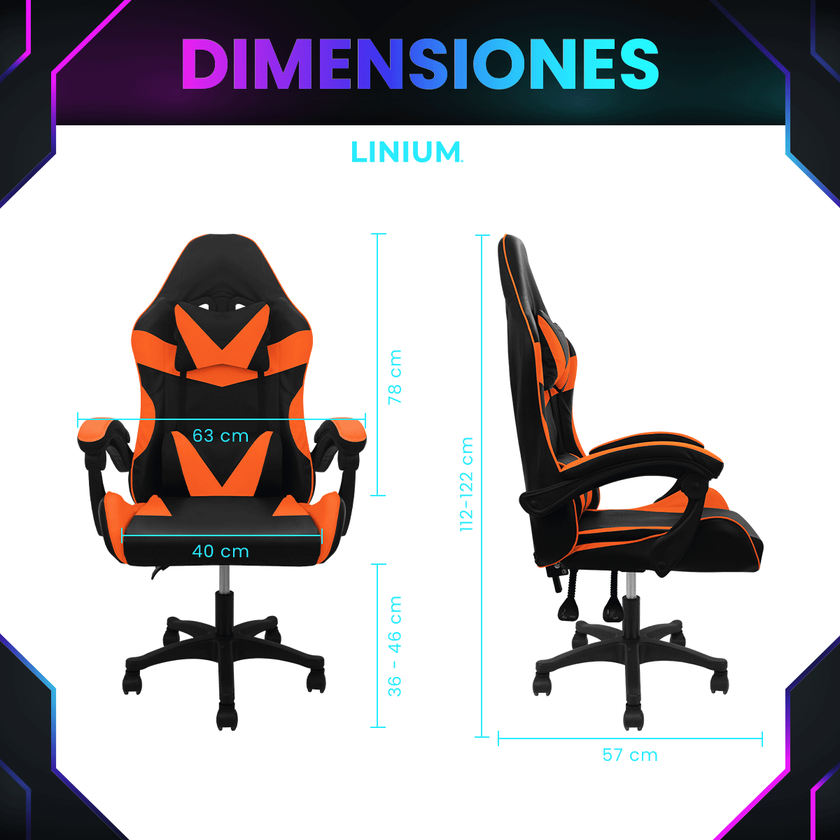 Foto 3 pulgar | Silla Gamer Linium Anaranjada