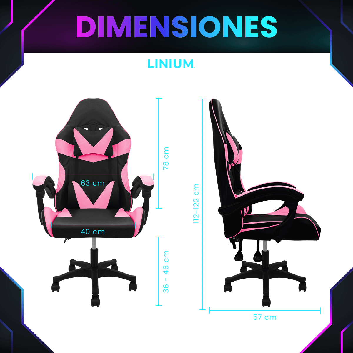 Foto 3 pulgar | Silla Gamer Linium Rosa