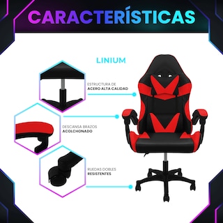 Foto 4 | Silla Gamer Linium Roja