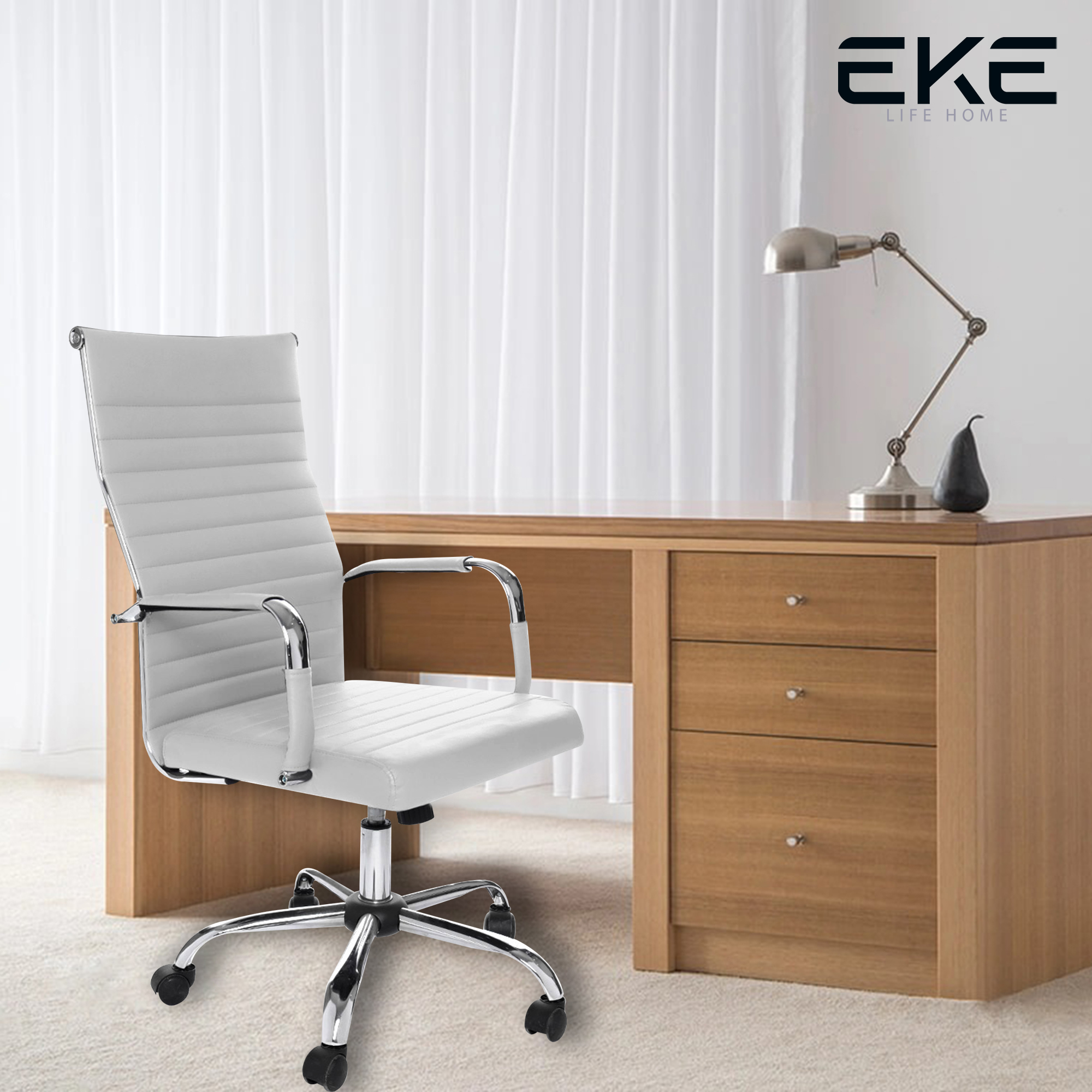 Foto 9 pulgar | Silla De Escritorio Eke Life Home Yx-9005 Ergonómica Blanca Con Tapizado De Cuero Sintético Y Mesh Y Tela