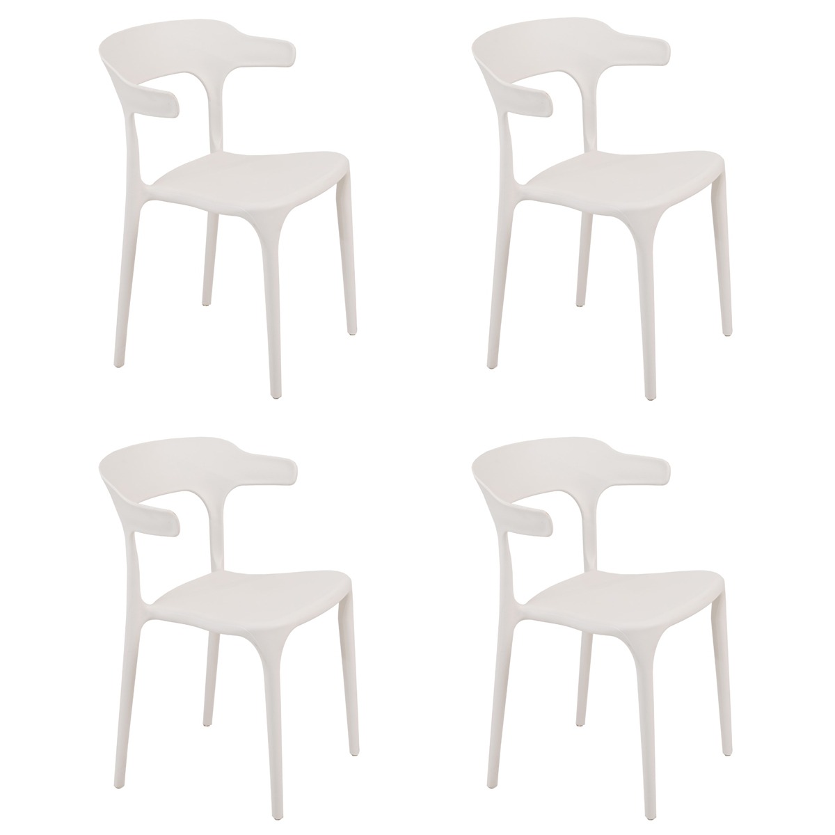 Foto 2 pulgar | Set 4 Sillas Comedor Jardin Apilables Pvc Interior Exterior Eke Color Blanco