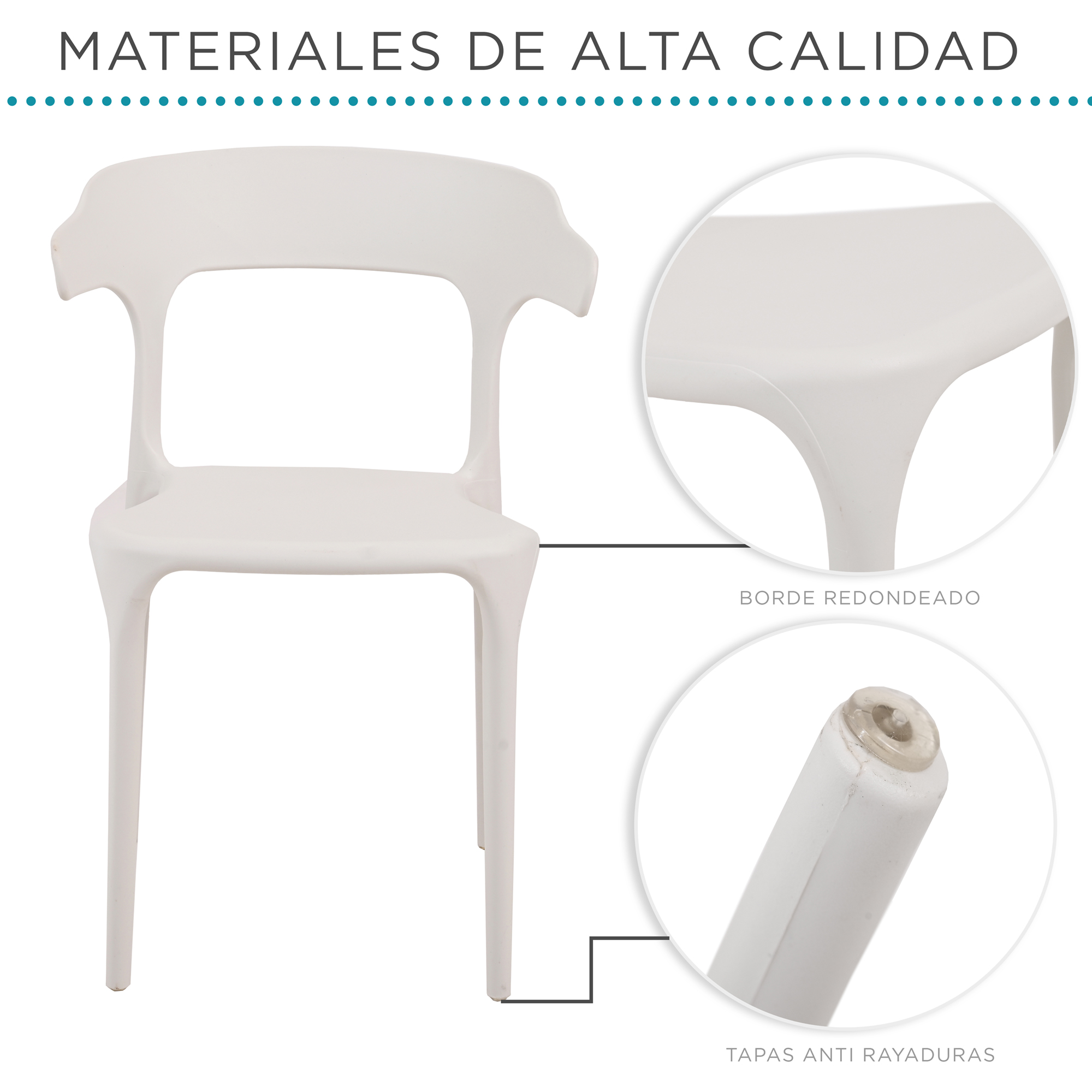 Foto 6 pulgar | Set 4 Sillas Comedor Jardin Apilables Pvc Interior Exterior Eke Color Blanco