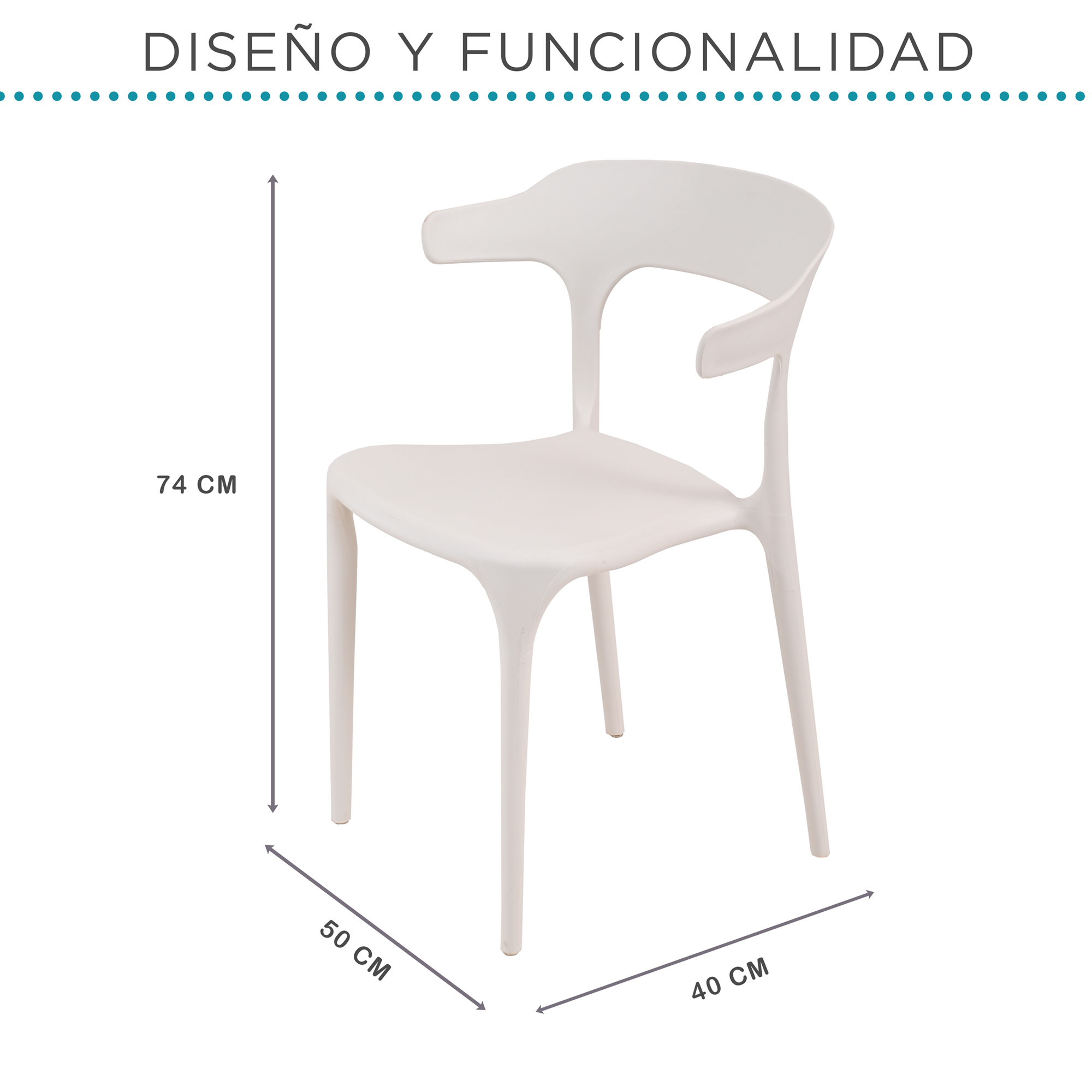 Foto 9 pulgar | Set 4 Sillas Comedor Jardin Apilables Pvc Interior Exterior Eke Color Blanco