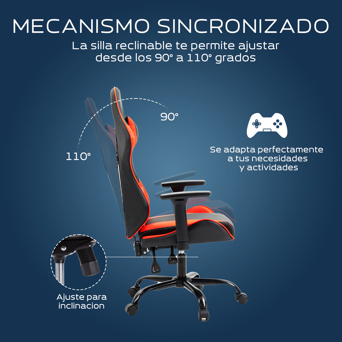 Foto 8 pulgar | Silla Gaming Sin Reposapies Wolf- Rojo