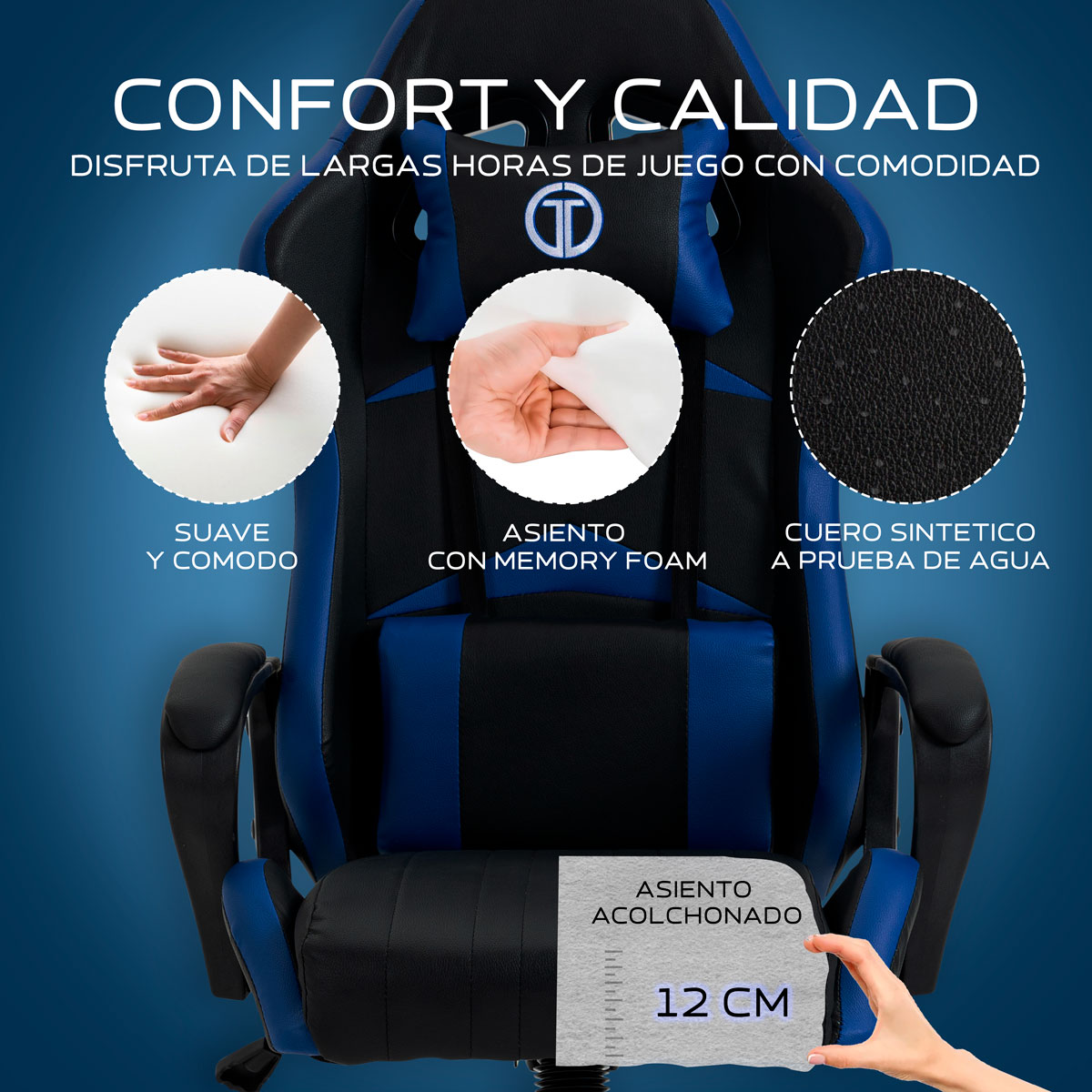 Foto 5 pulgar | Silla Gaming Sin Reposapies Lion- Azul