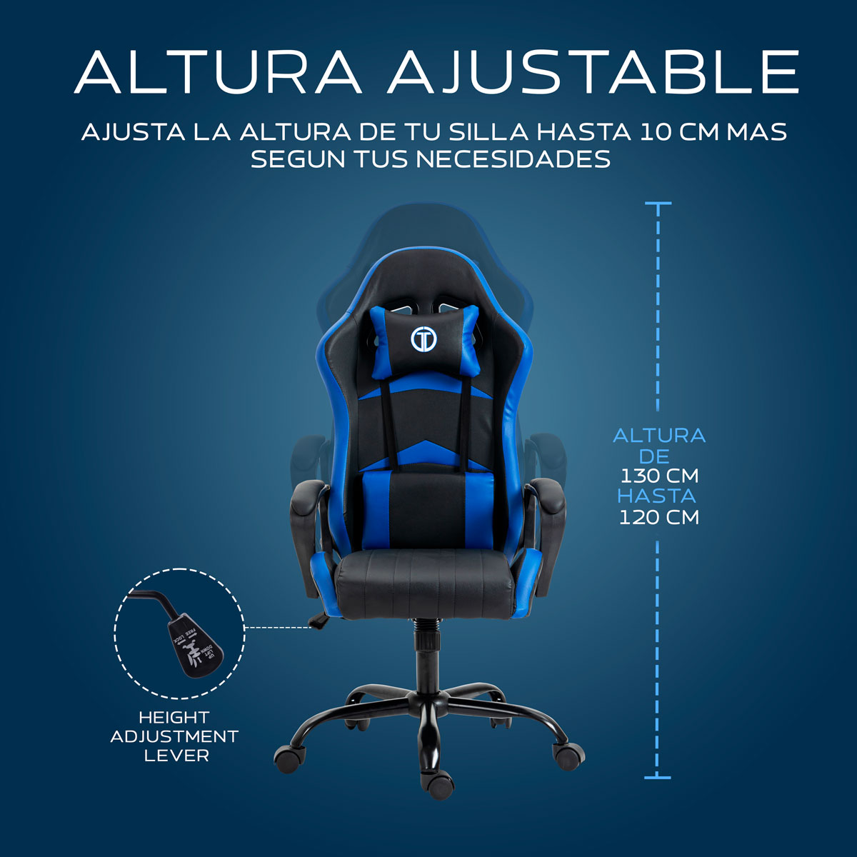 Foto 9 pulgar | Silla Gaming Sin Reposapies Lion- Azul