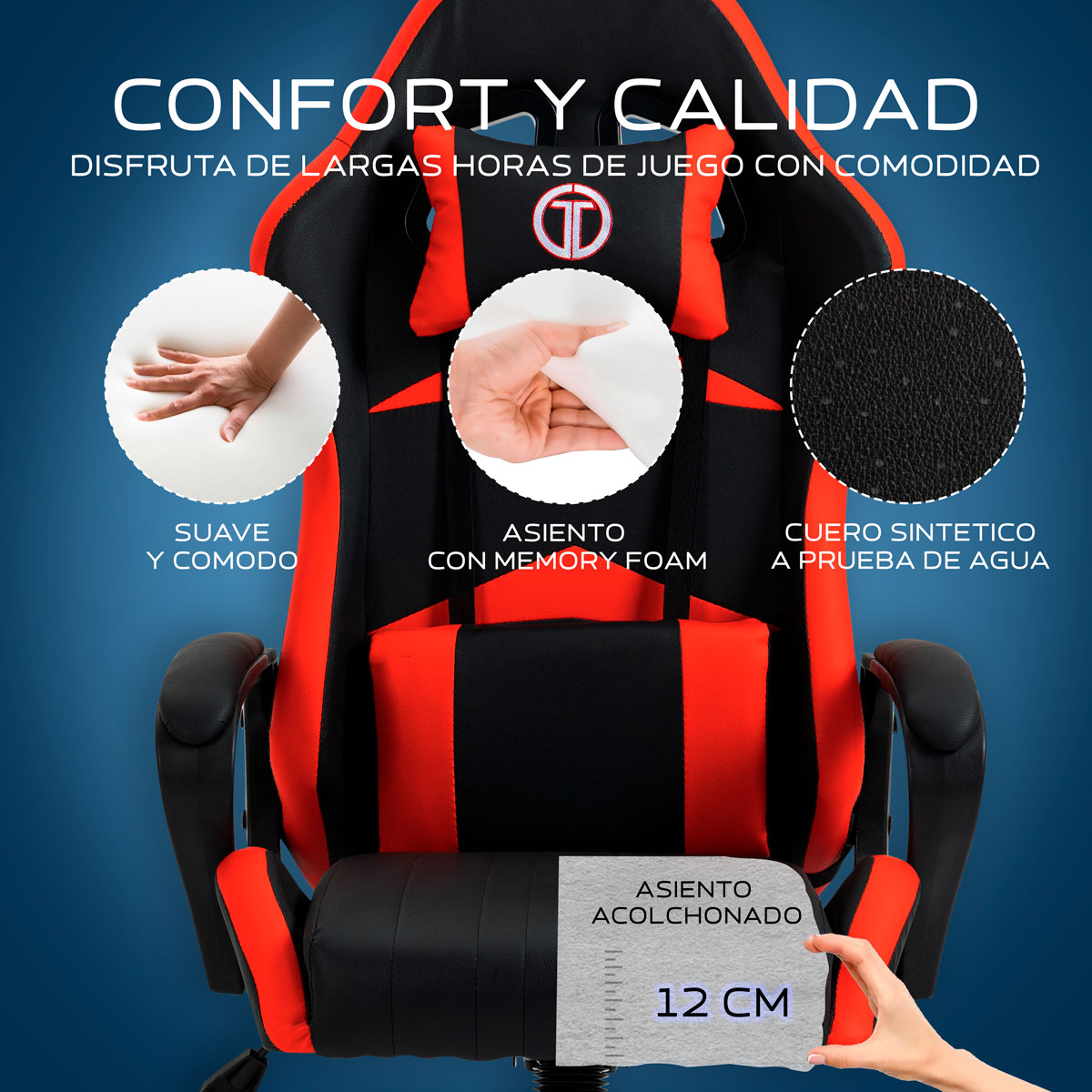 Foto 5 pulgar | Silla Gaming Sin Reposapies Lion- Rojo