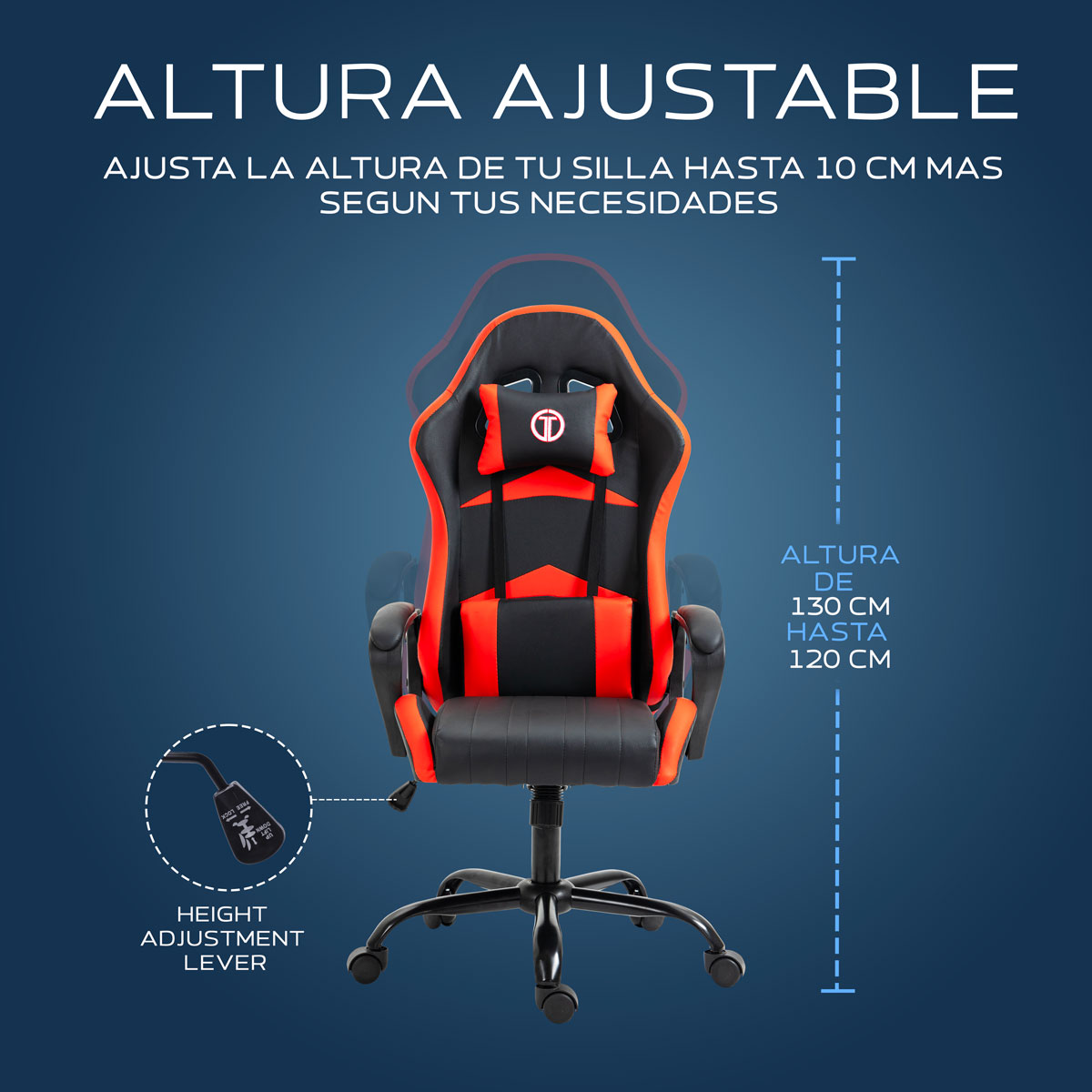 Foto 9 pulgar | Silla Gaming Sin Reposapies Lion- Rojo