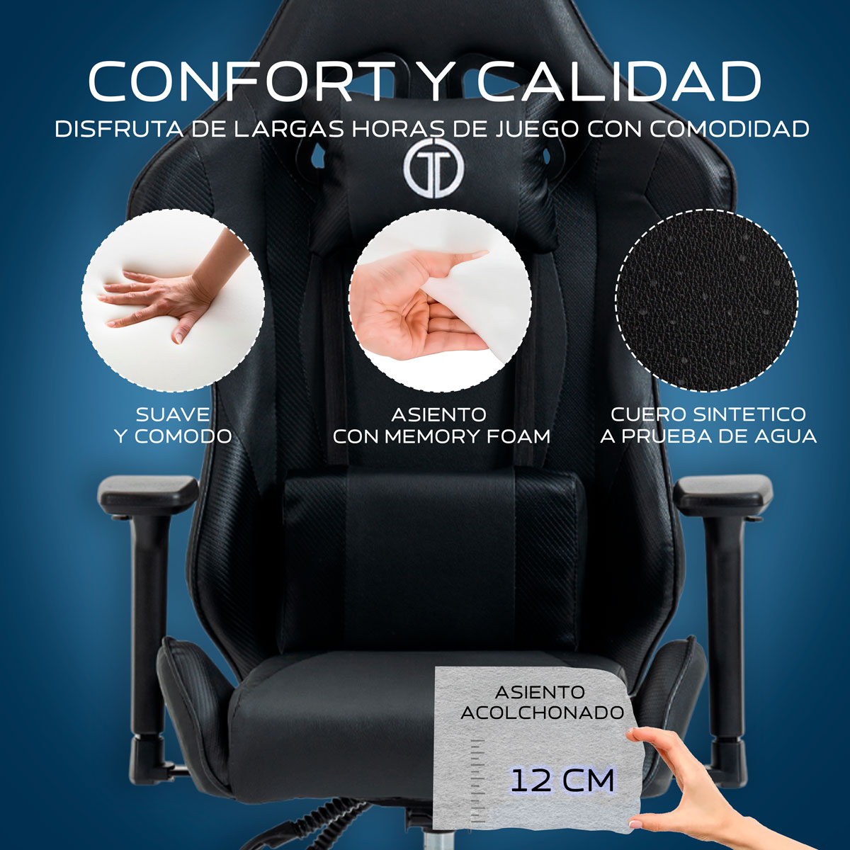 Foto 5 pulgar | Silla Gaming Sin Reposapies Wolf- Negro