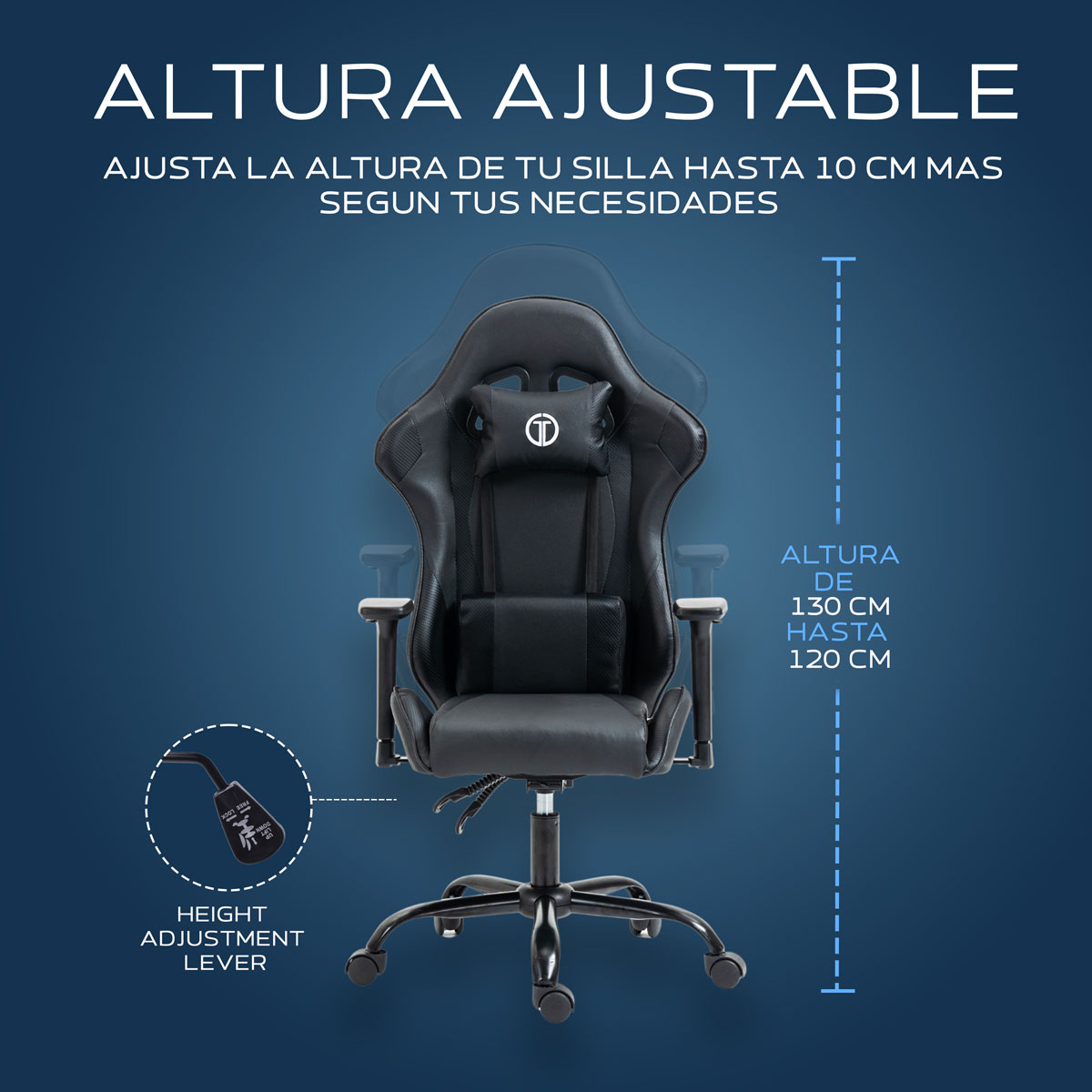 Foto 9 pulgar | Silla Gaming Sin Reposapies Wolf- Negro
