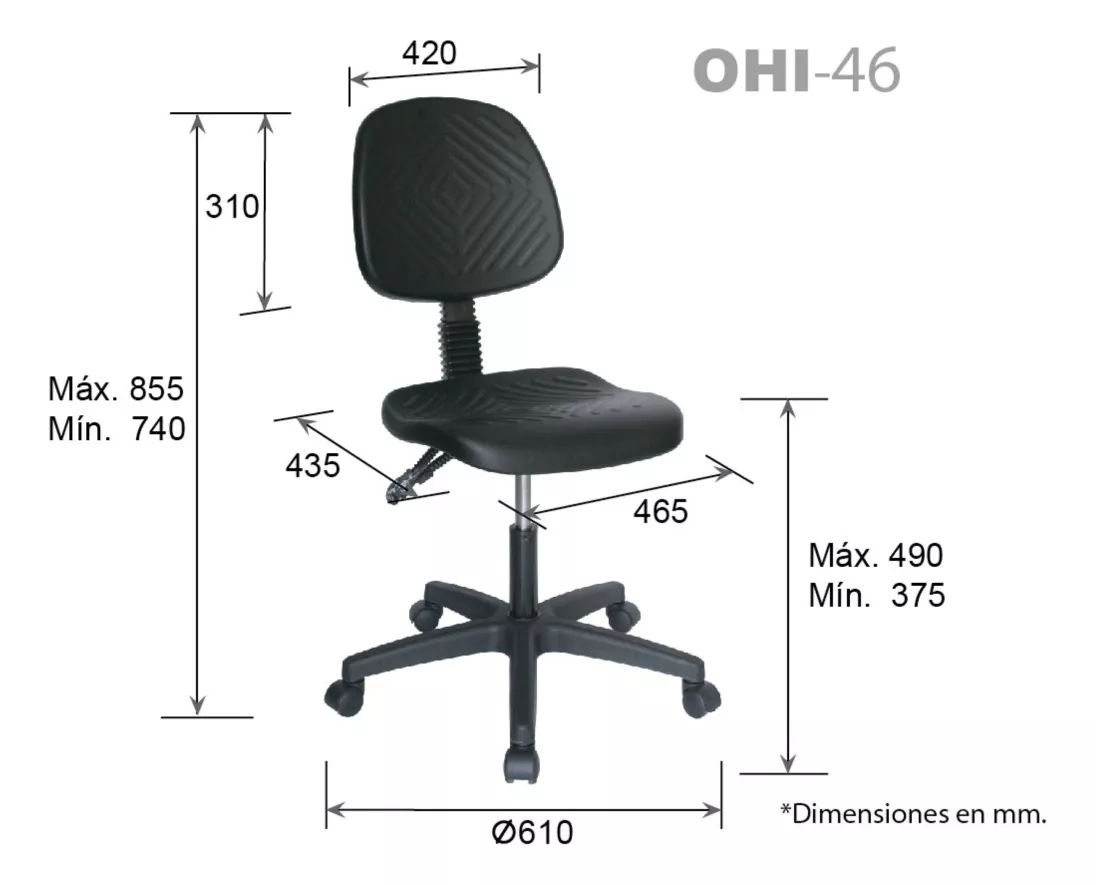 Foto 5 | Silla OFFIHO OHI-46 De Uso Rudo Industrial De Poliuretano Ergonómica