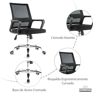 Foto 8 | Silla Ejecutiva Midtown Concept Negra Ergonómica