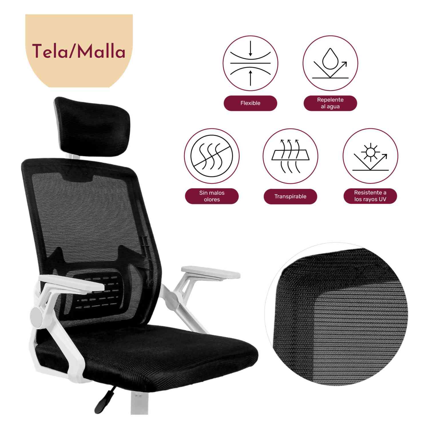 Foto 8 pulgar | Silla Oficina Ejecutiva Reclinable Ergonomica con Cabecera Negro