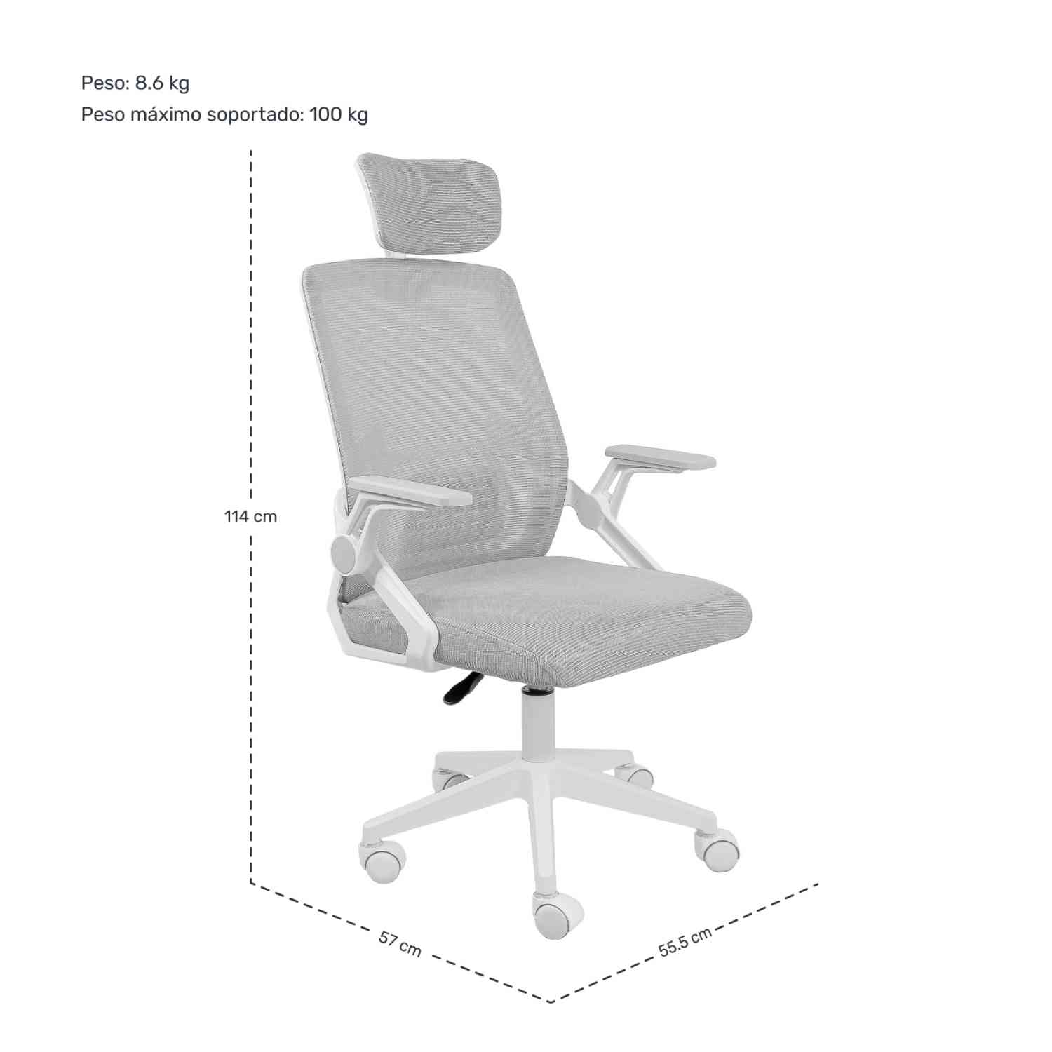 Foto 9 pulgar | Silla Oficina Ejecutiva Reclinable Ergonómica Con Cabecera Gris