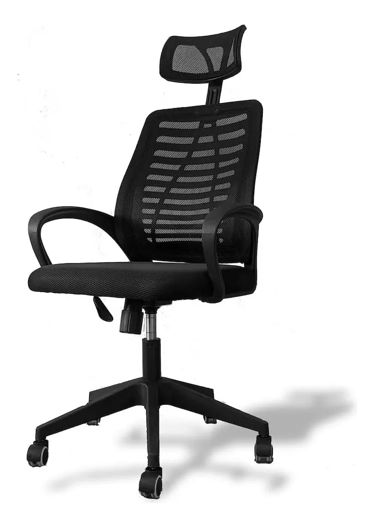 Silla Alta Ejecutiva Malla Negra Ergonómica Soporte Cabeza