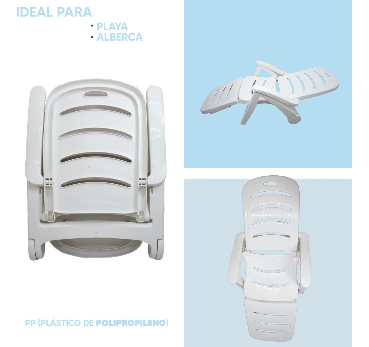 Foto 4 pulgar | Silla de Plástico Jauz de Alta Calidad Plegable Blanca