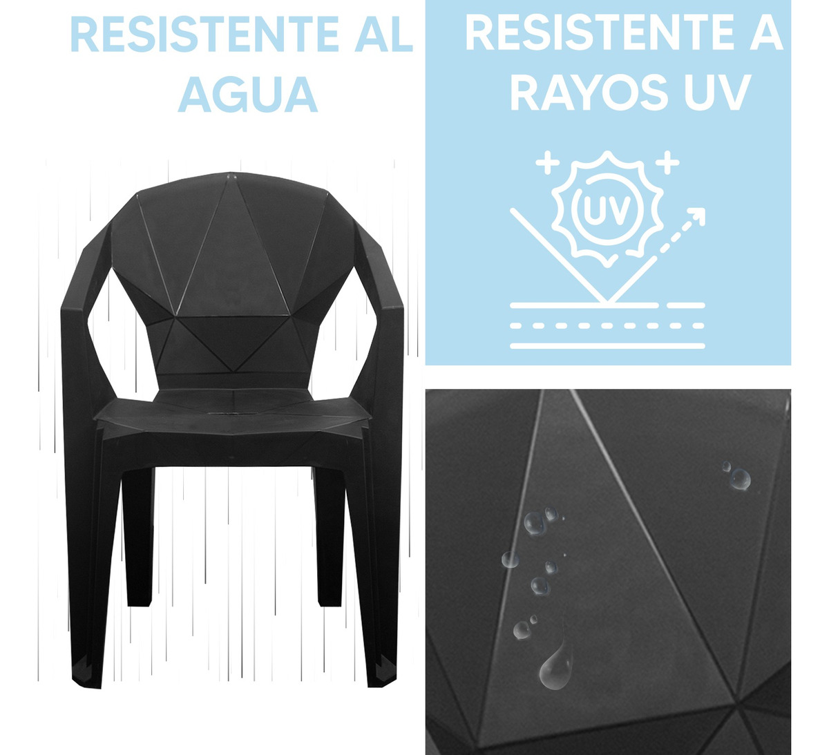 Foto 5 | Silla de Jardín Jauz j0041 de Plástico Geométrica Resistente