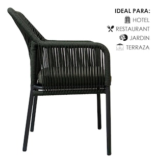 Foto 3 | Silla Crosback Jauz Gris con Asiento de Cuerda y Base de Aluminio