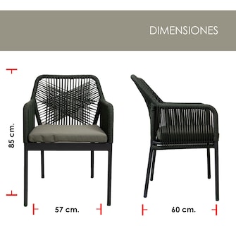Foto 5 | Silla Crosback Jauz Gris con Asiento de Cuerda y Base de Aluminio