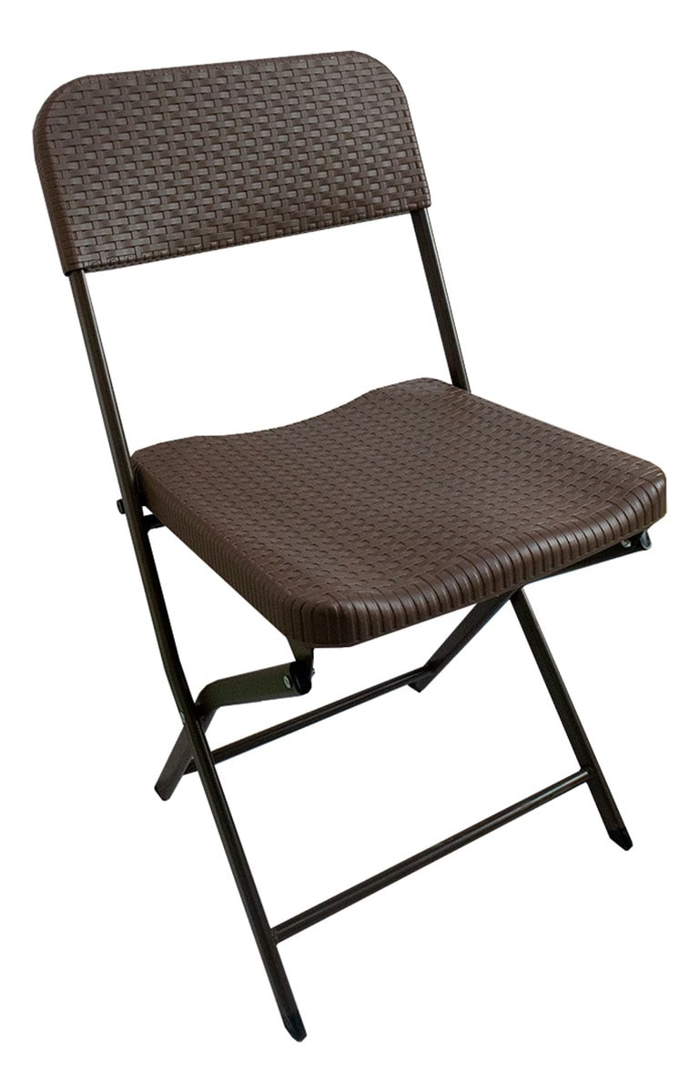 Silla Plegable de Plástico Café con Diseño de Ratan para Eventos y Reuniones - Set de 8pz $5,490