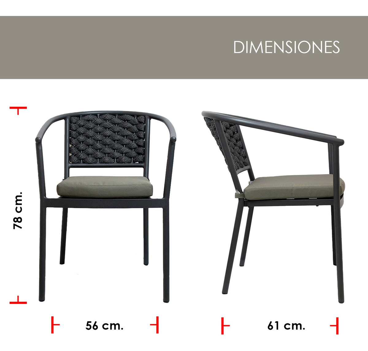 Foto 3 pulgar | Silla Yorbi Jauz con Cojín Verde Base de Aluminio