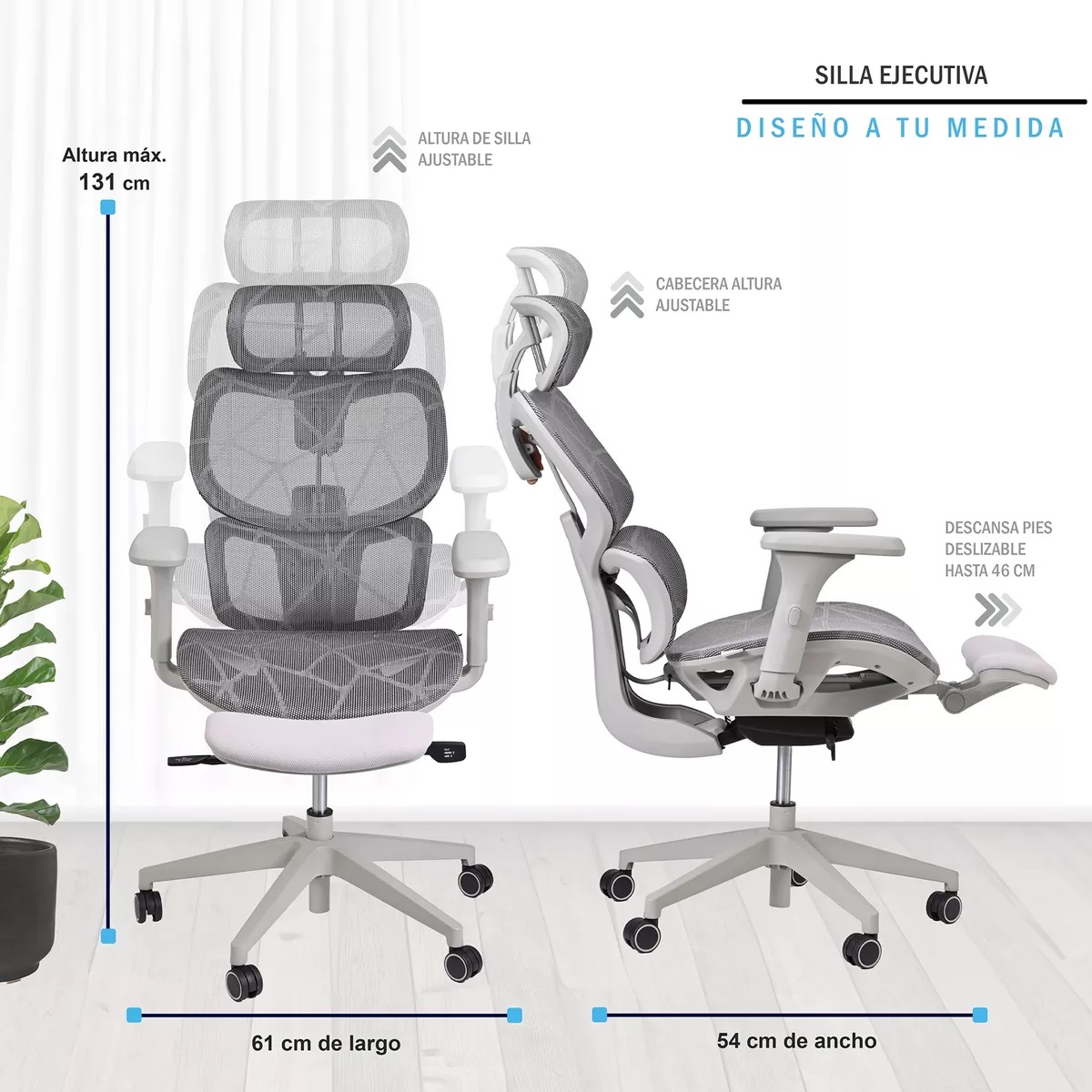 Foto 6 pulgar | Silla de Escritorio Ejecutiva EKE Life Home Ergonómica Mesh Premium Color Gris