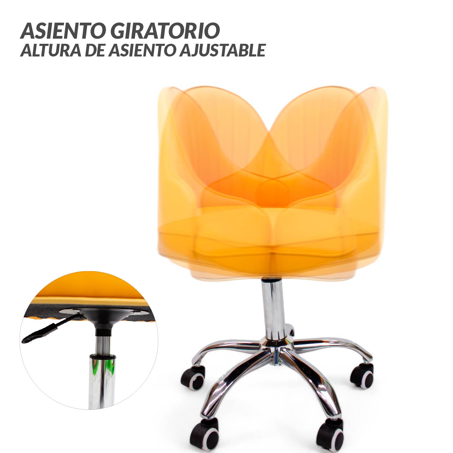 Foto 5 | Silla Para Oficina Ilios Innova Sotokio-nar Color Naranja Tokio