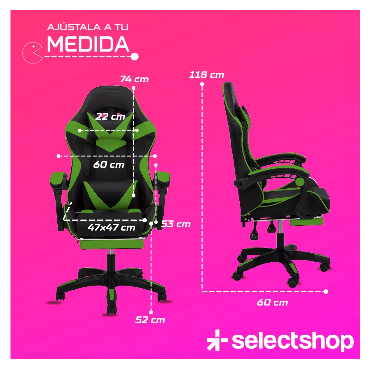 Foto 5 pulgar | Silla Gamer Reclinable Giratoria Ergonómica Súper Cómoda Verde/negro