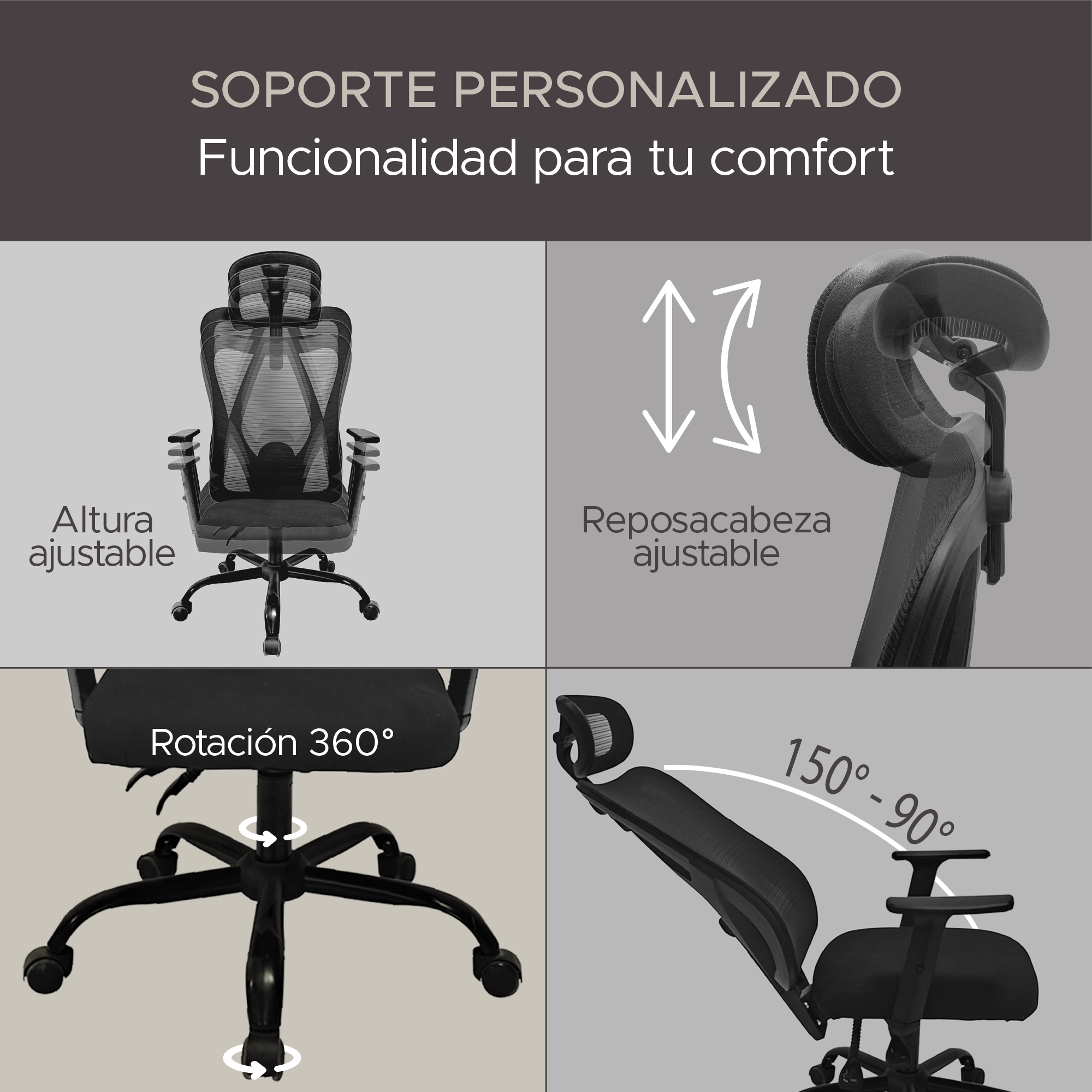 Foto 5 pulgar | Silla De Oficina Ergonómica Memory Foam