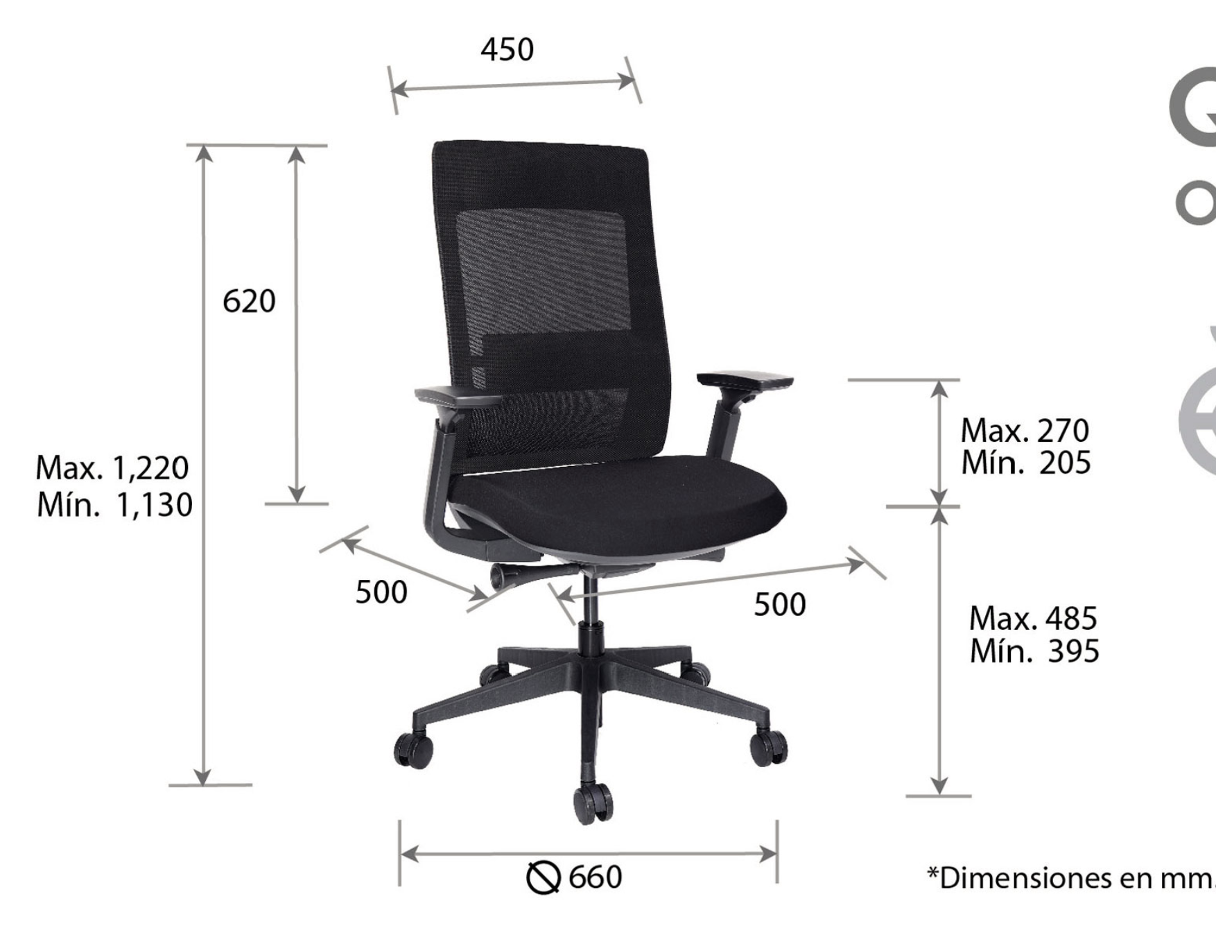 Foto 6 pulgar | Silla Ejecutiva Para Oficina Ergonómica Con Soporte Lumbar Modelo Quo