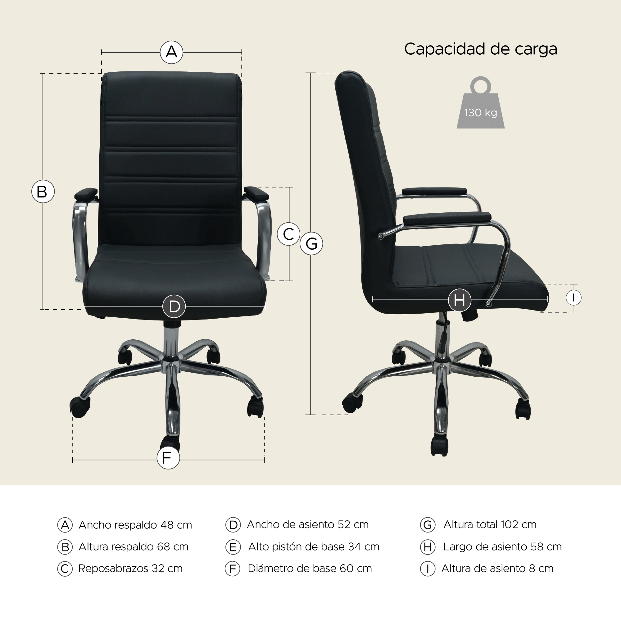 Foto 3 | Silla De Oficina Imperial- Negro