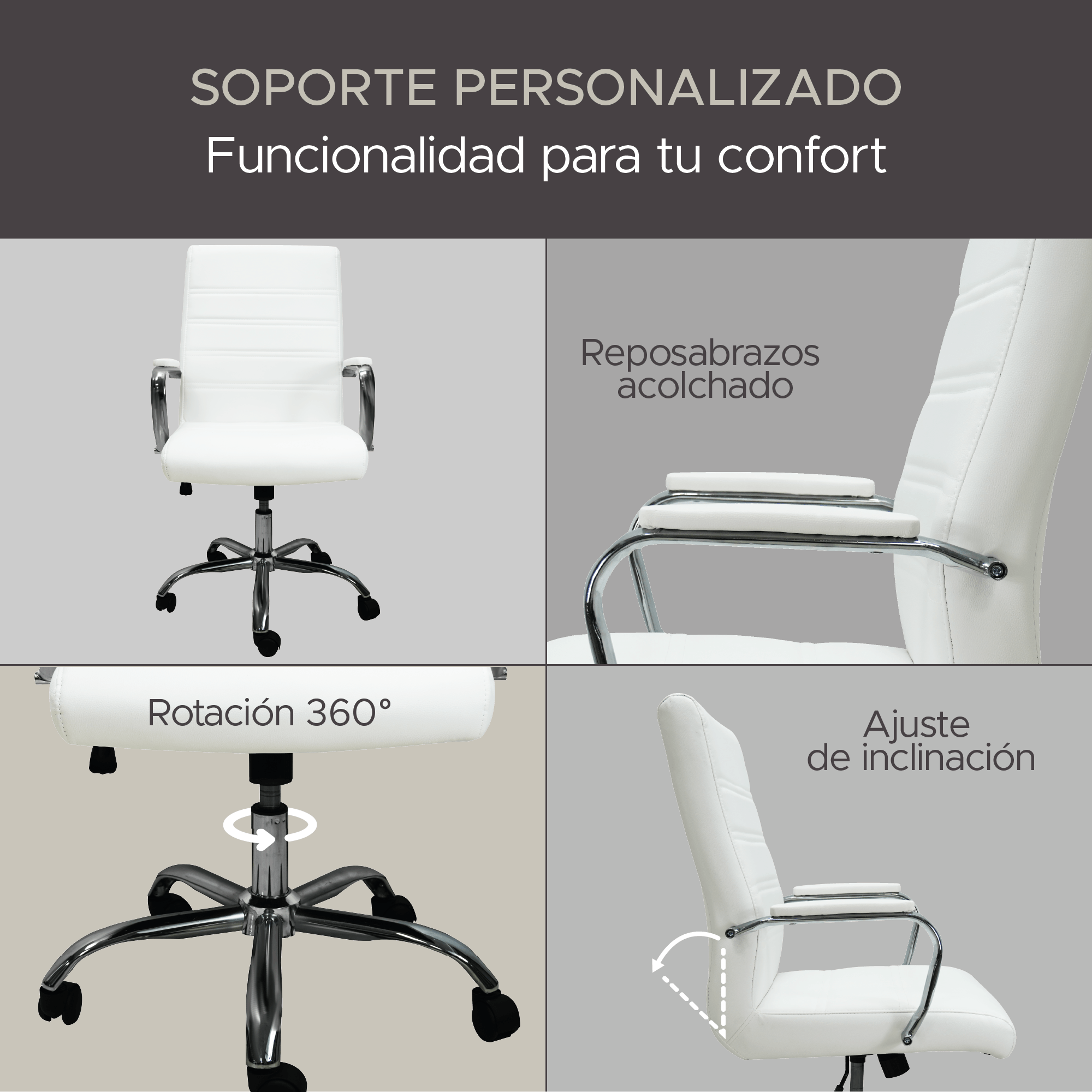 Foto 5 pulgar | Silla De Oficina Imperial- Blanco