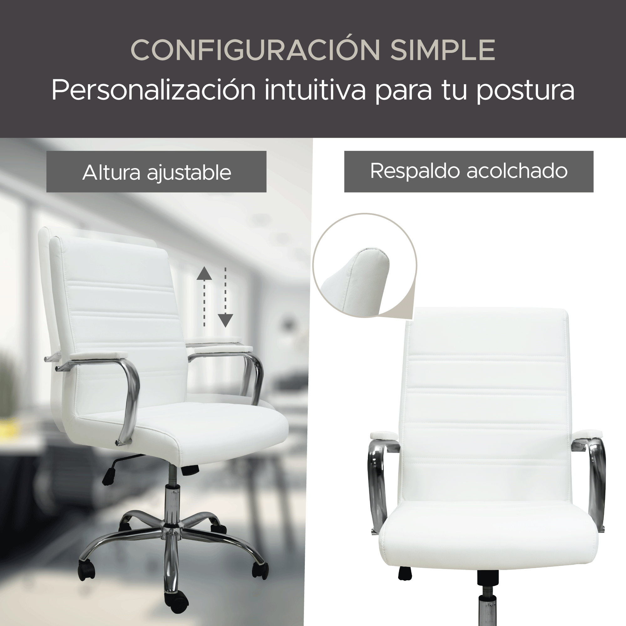 Foto 5 | Silla De Oficina Imperial- Blanco