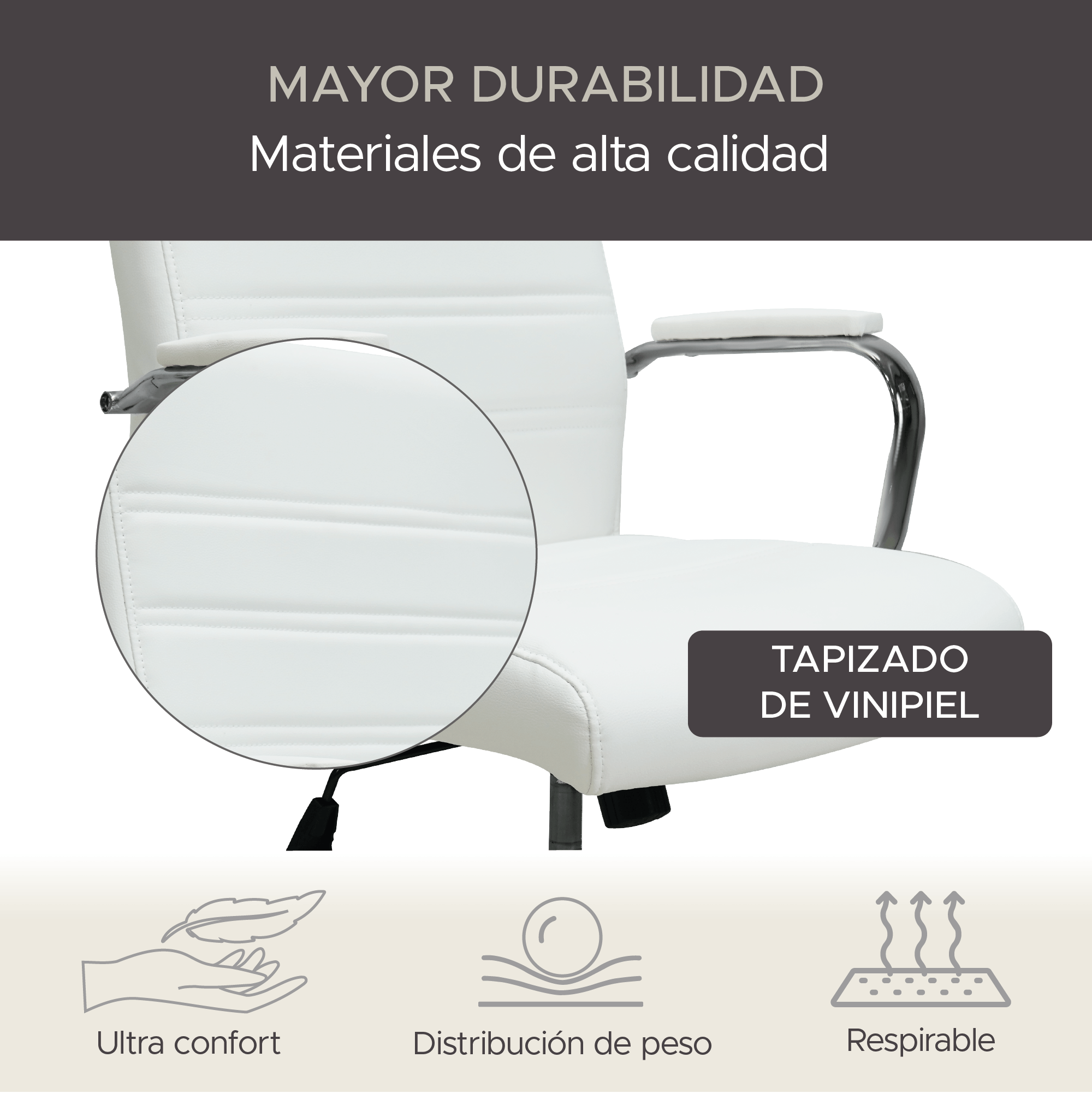 Foto 7 pulgar | Silla De Oficina Imperial- Blanco