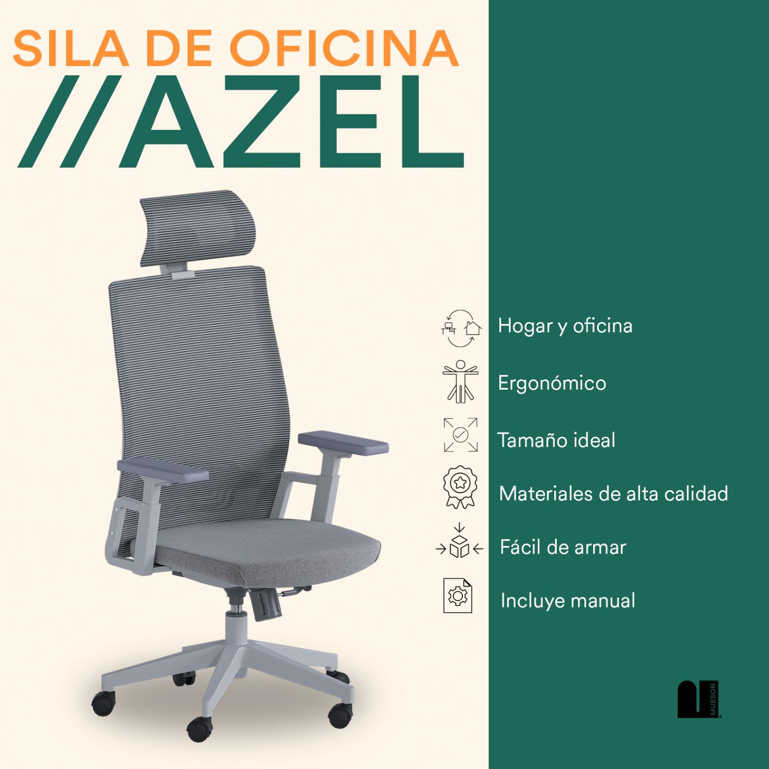 Foto 2 | Silla De Oficina Mubson. Silla Ejecutiva Azel Gris