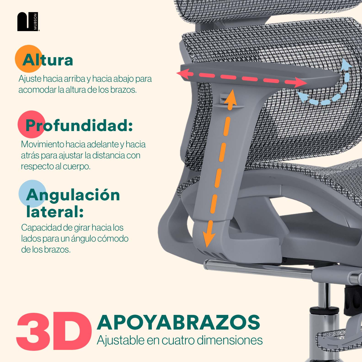 Foto 6 pulgar | Silla De Oficina Premium Mubson. Silla Ejecutiva Astra Gris