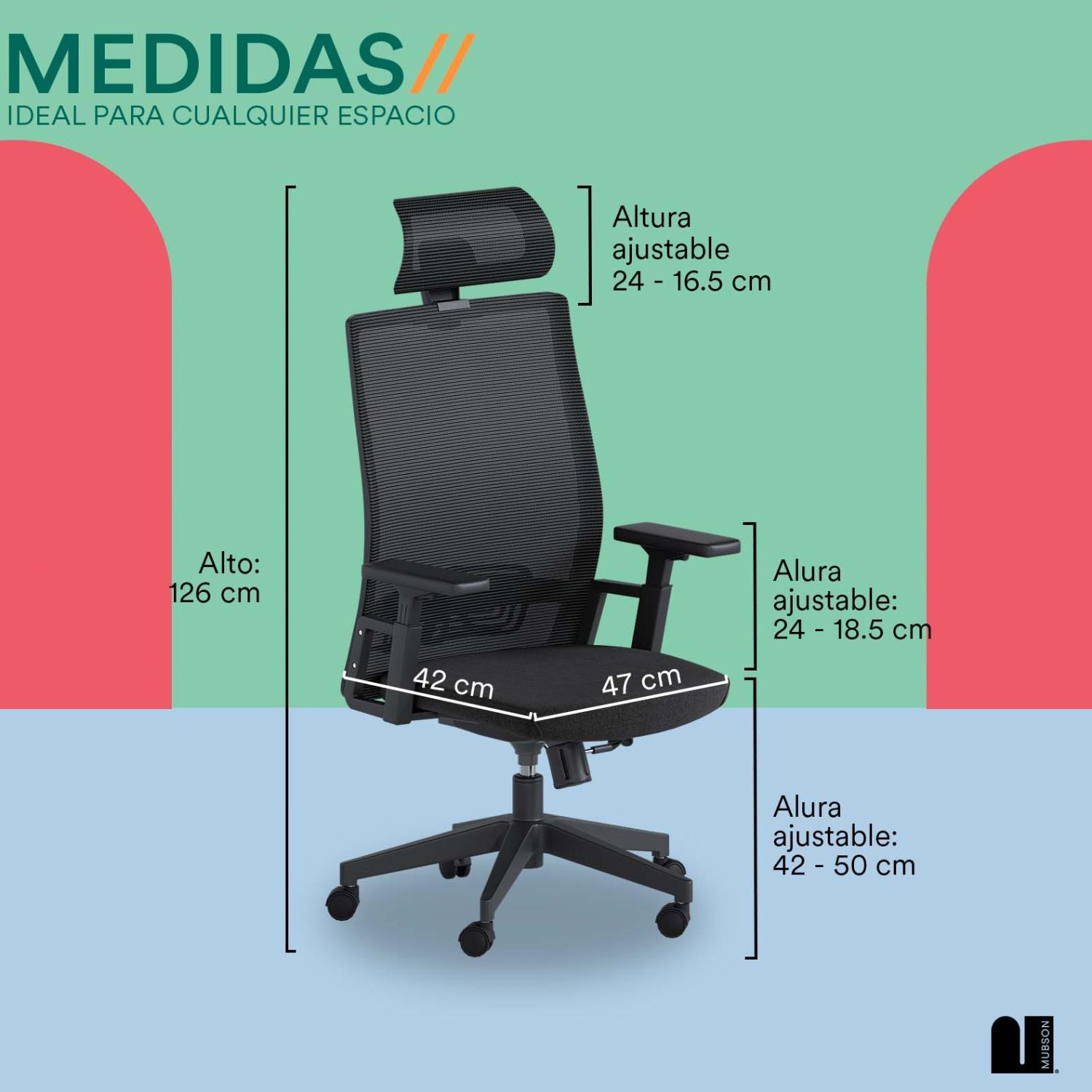 Foto 5 | Silla De Oficina Mubson. Silla Ejecutiva Azel Negra