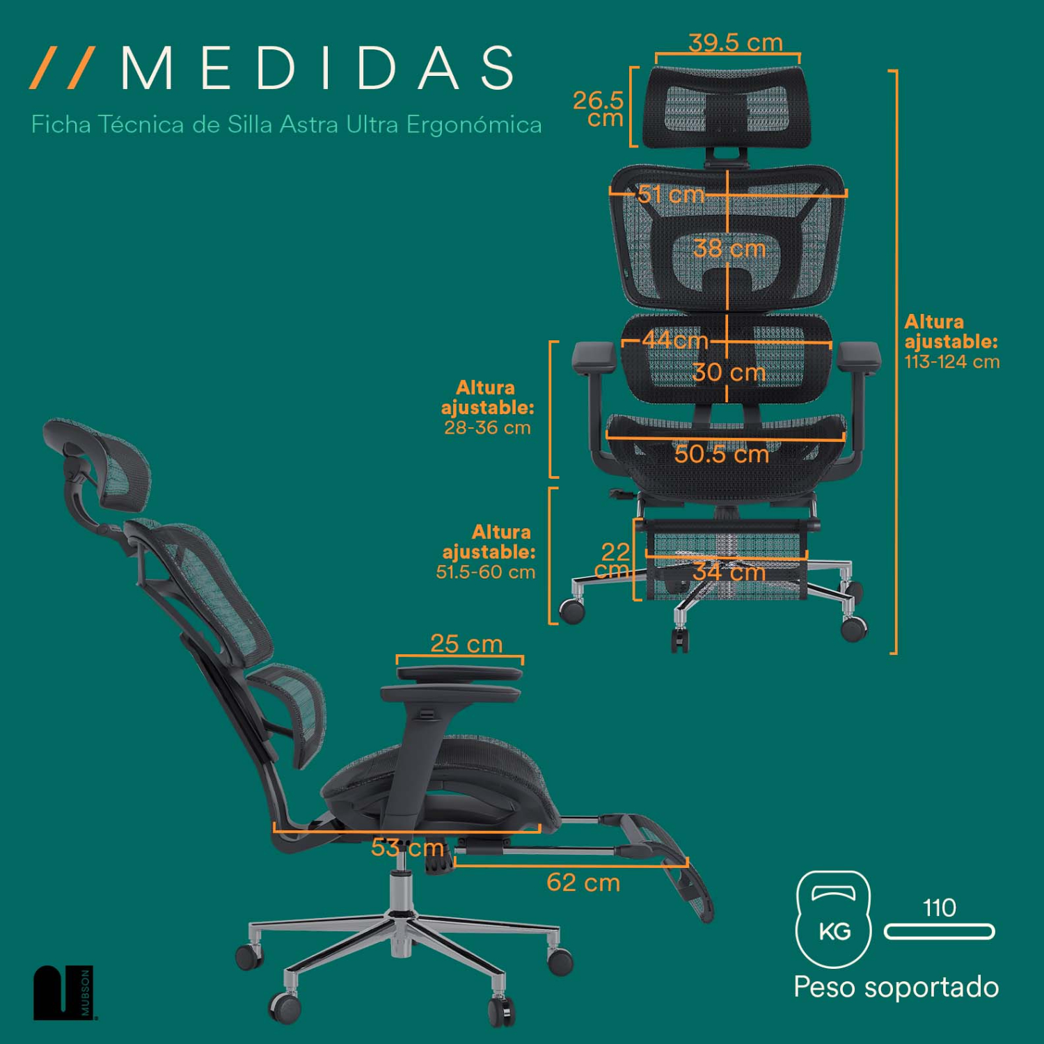 Foto 7 | Silla De Oficina Premium Mubson.silla Ejecutiva Astra Gris