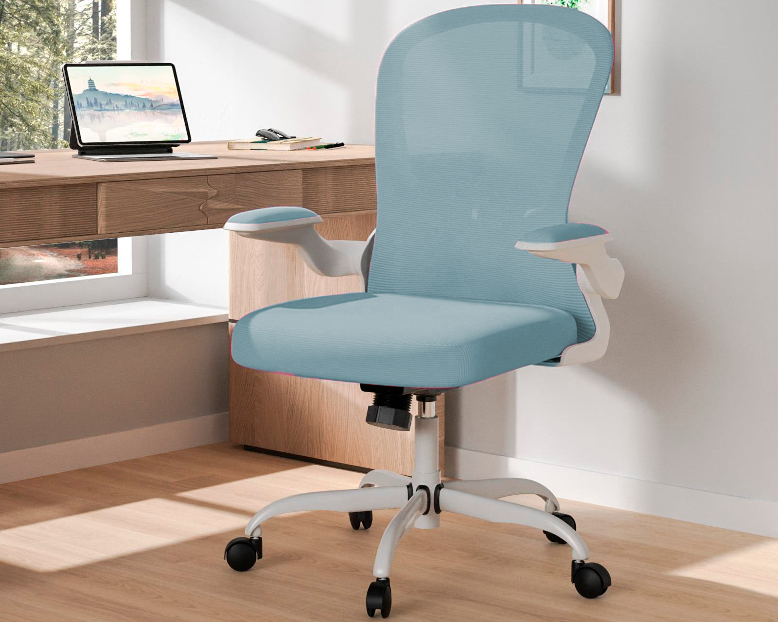 Foto 5 pulgar | Silla De Oficina Ergonómica Con Altura Ajustable Azul Bluelander