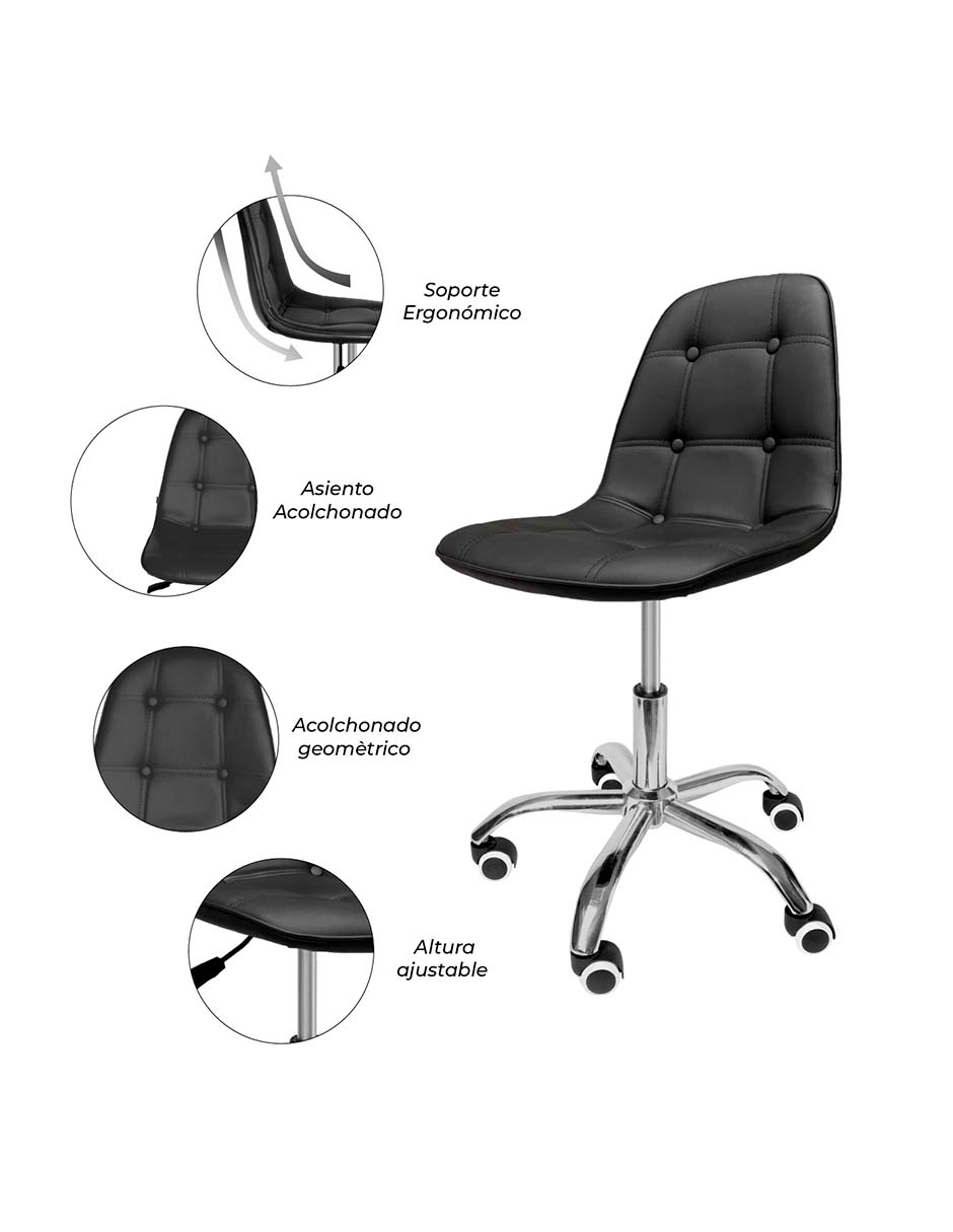 Foto 4 pulgar | Silla Oficina Vinipiel Ergonómica Moderna Ejecutiva