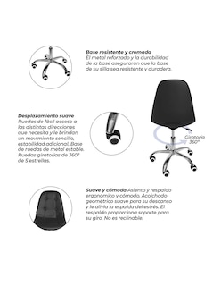 Foto 4 | Silla Oficina Vinipiel Ergonómica Moderna Ejecutiva