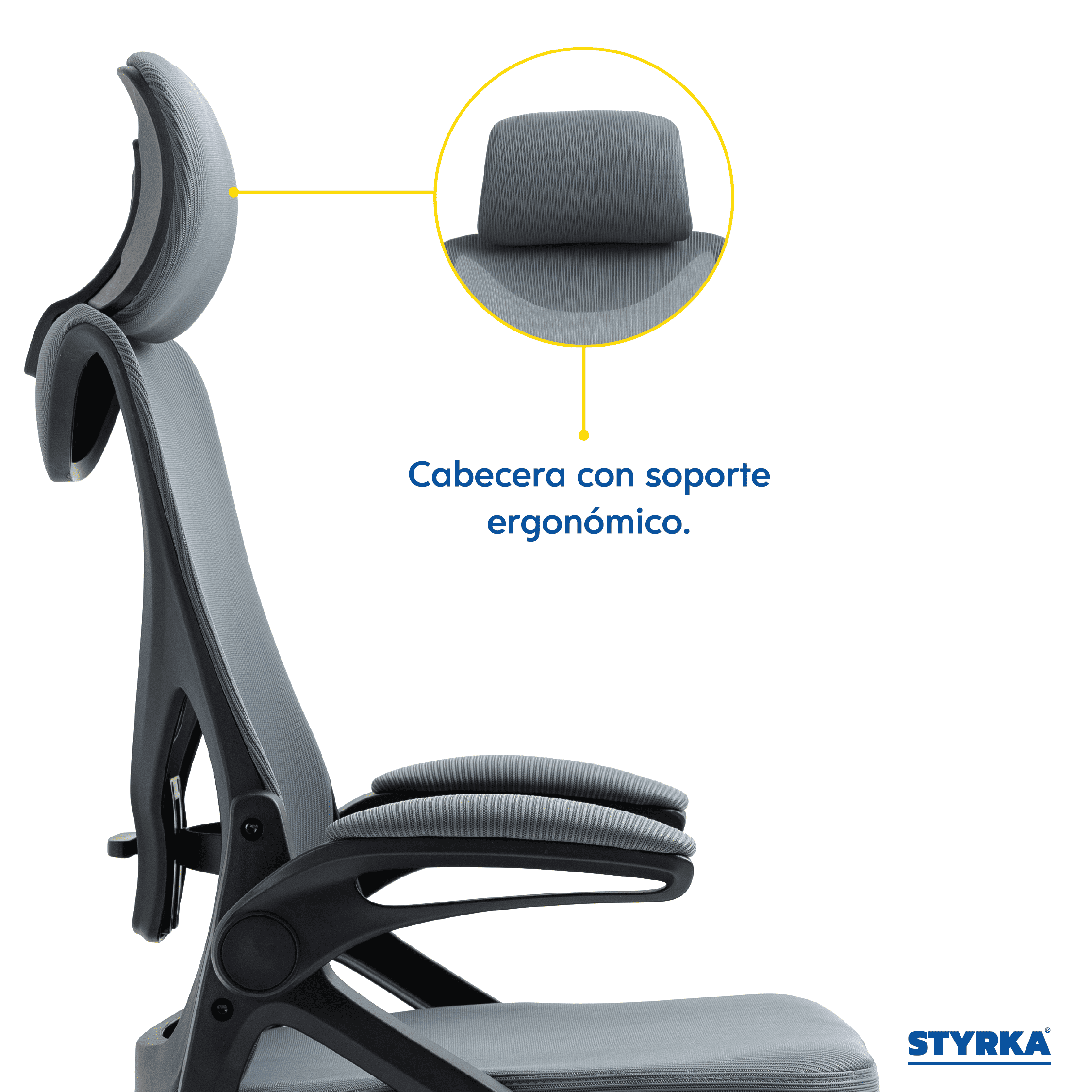 Foto 6 pulgar | Silla Ejecutiva De Oficina Styrka Ergonómica Gerencial Tapizado Mesh Con Cabecera