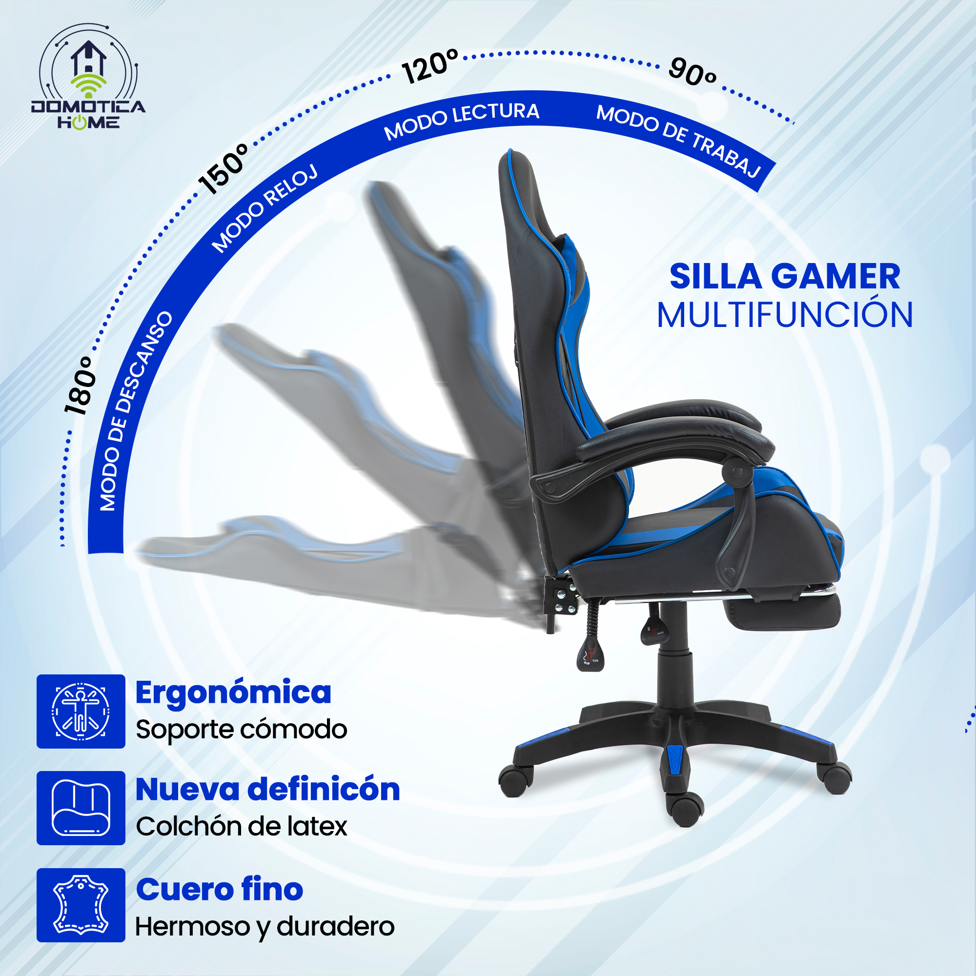 Foto 4 pulgar | Silla Gamer Domotica Home Reclinable