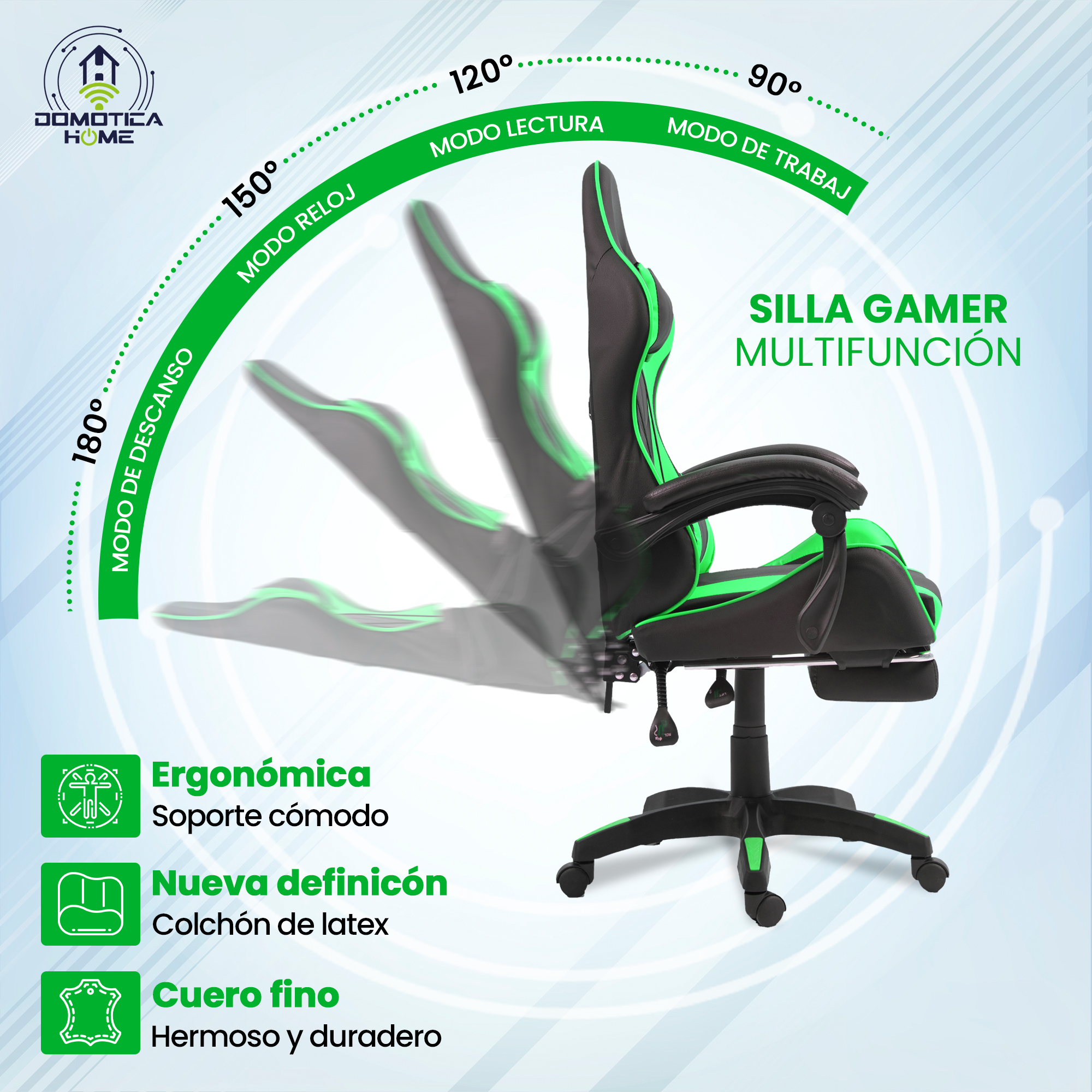 Foto 4 pulgar | Silla Gamer Domotica Home Reclinable