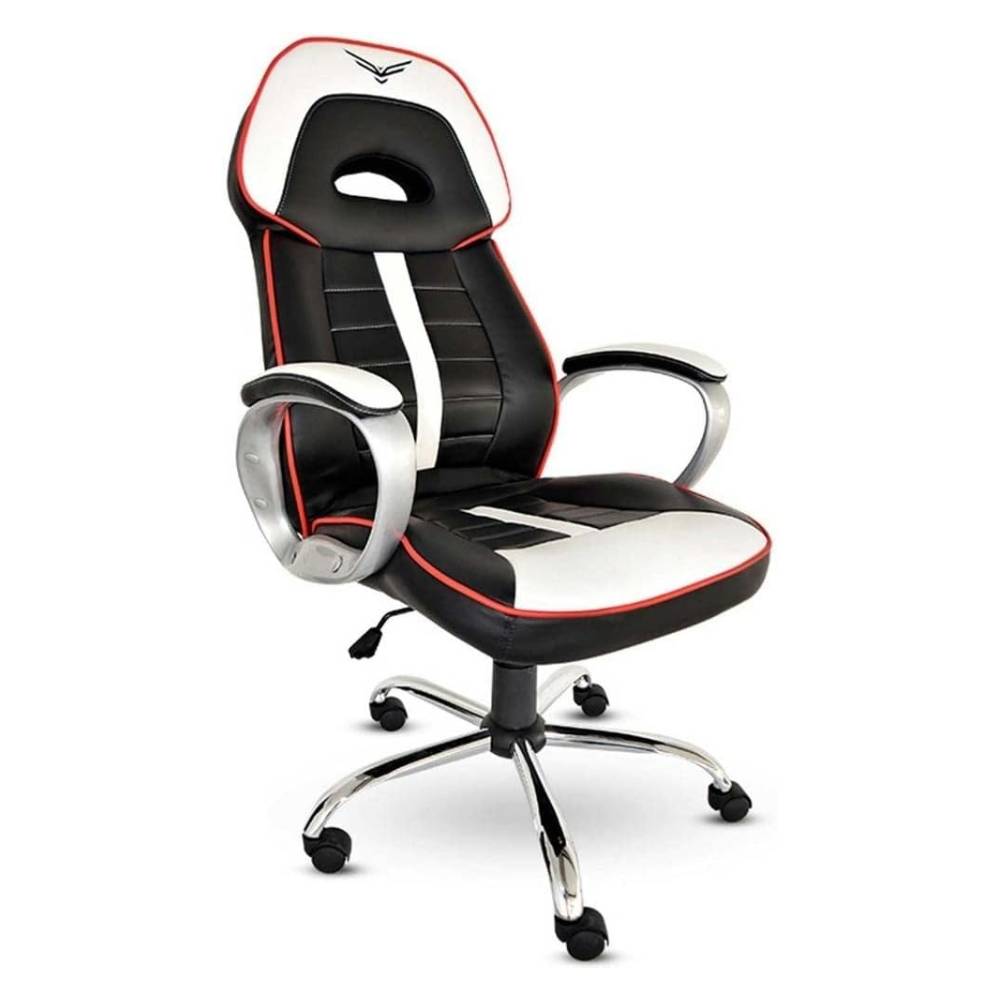 Silla Gamer Naceb Na-0910 Piel Sintética Blanco/negro