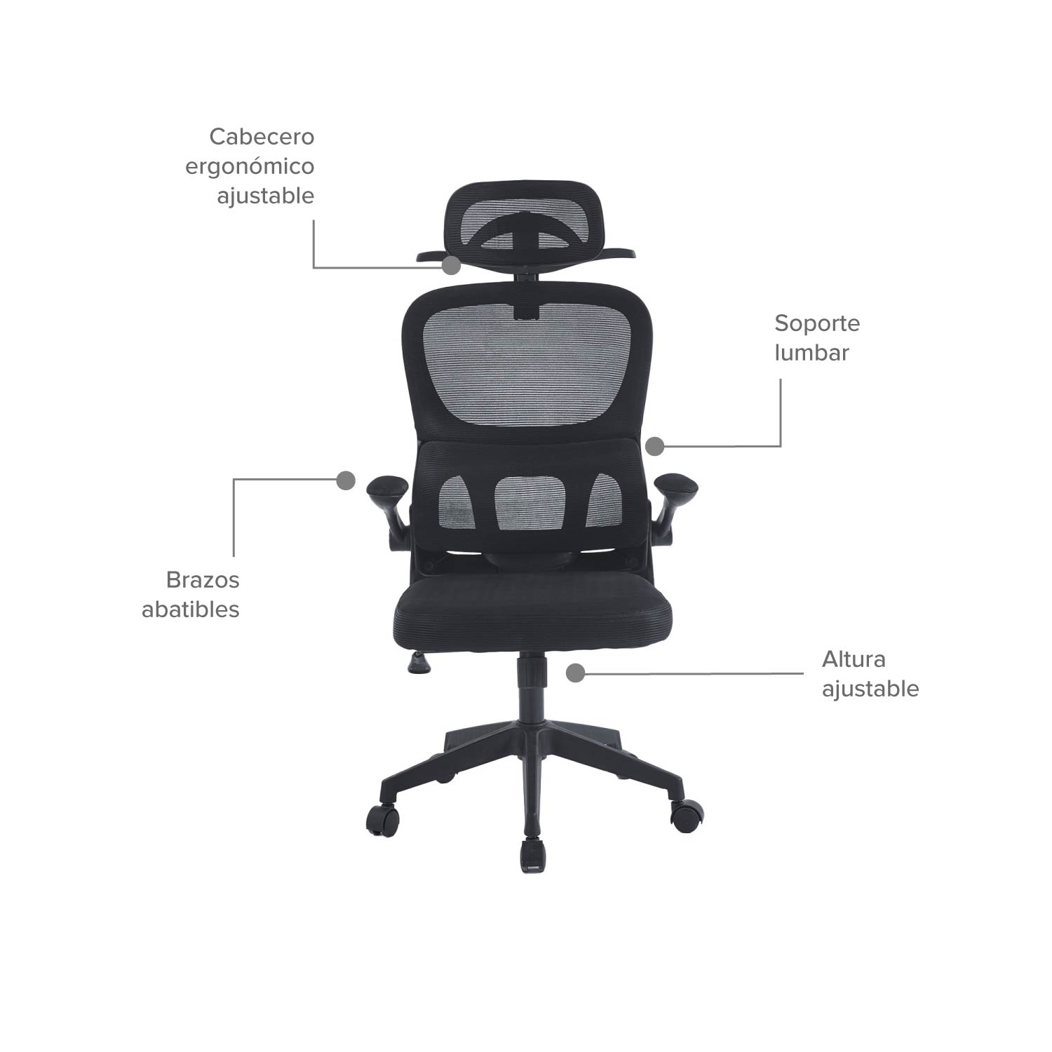 Foto 5 pulgar | Silla De Oficina Ergonomus Sill-e2n Con Cabecero Ergonómico Y Brazos Abatibles