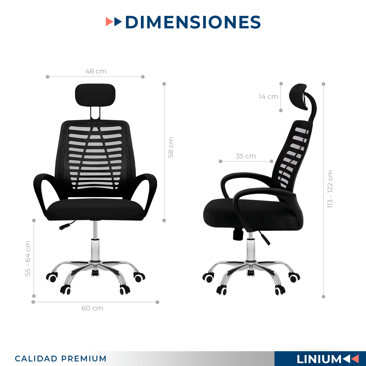 Foto 2 | Silla Oficina Linium Comoda Ejecutiva Escritorio Ergonomica Color Negro