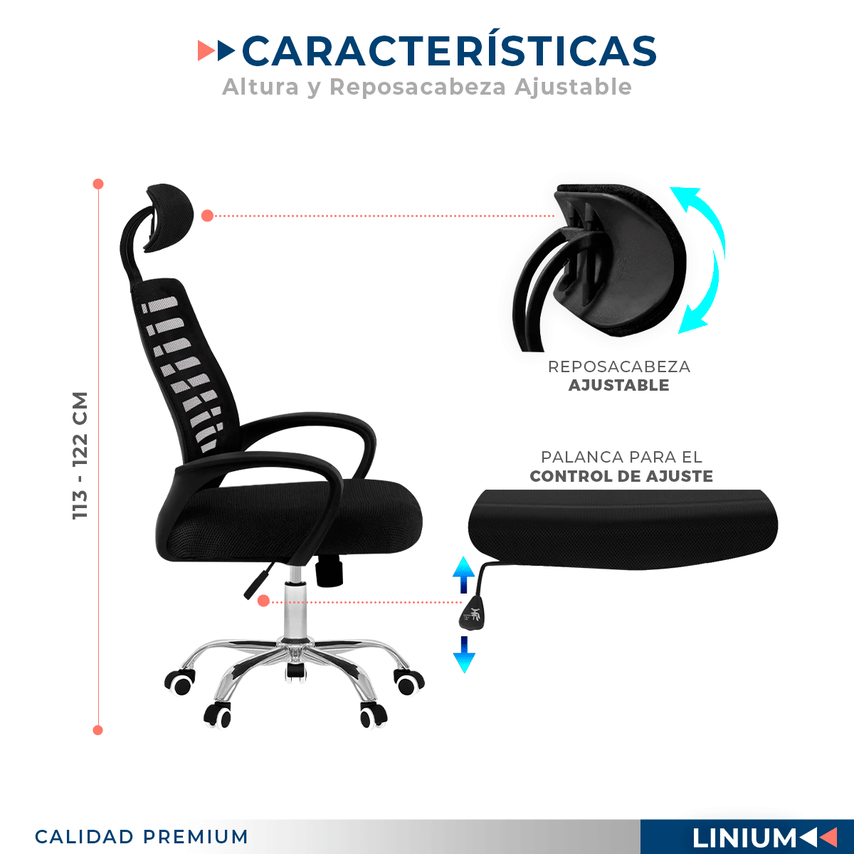 Foto 6 | Silla Oficina Linium Comoda Ejecutiva Escritorio Ergonomica Color Negro