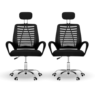 Foto 1 | Set 2 Silla Oficina Comoda Ejecutiva Escritorio Ergonomica Color Negro