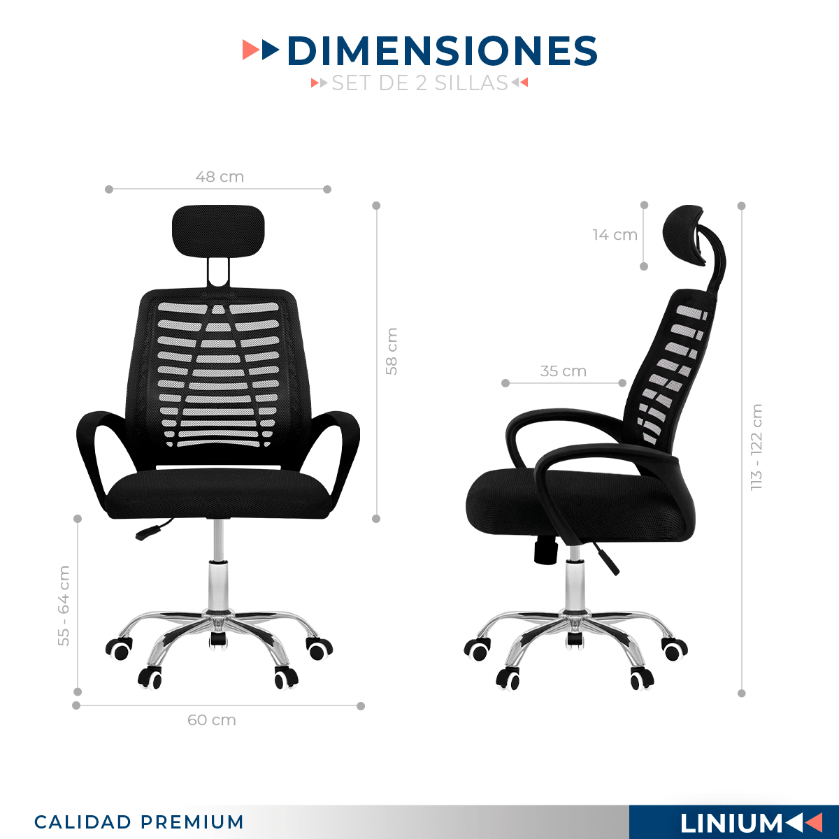 Foto 2 | Set 2 Silla Oficina Comoda Ejecutiva Escritorio Ergonomica Color Negro